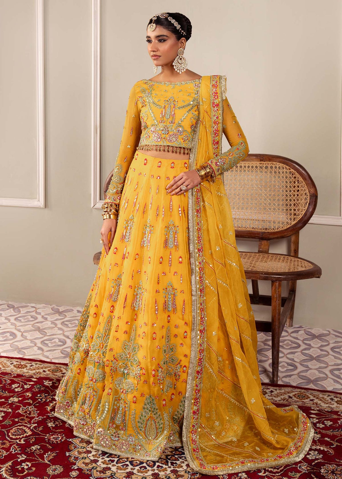 Solstice yellow lehenga choli, reference outfit photograph 1 — Made by Mairaz reproduction