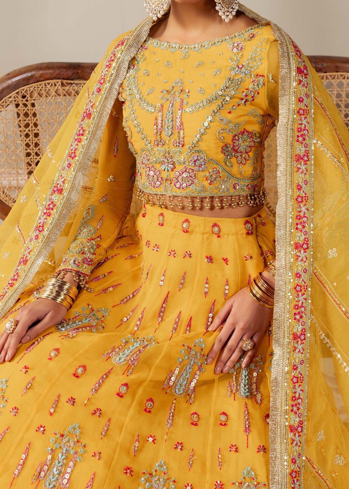 Solstice yellow lehenga choli, reference outfit photograph 2 — Made by Mairaz reproduction