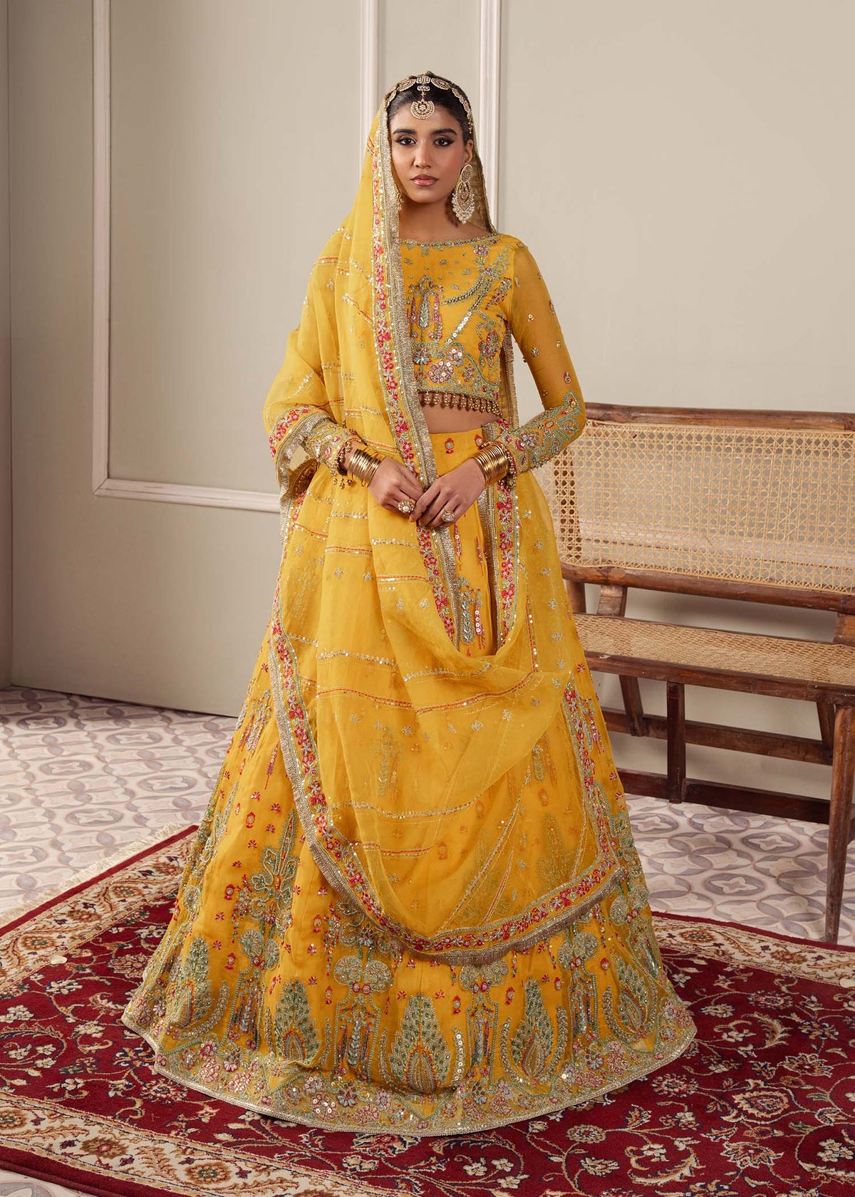 Solstice yellow lehenga choli, reference outfit photograph 3 — Made by Mairaz reproduction