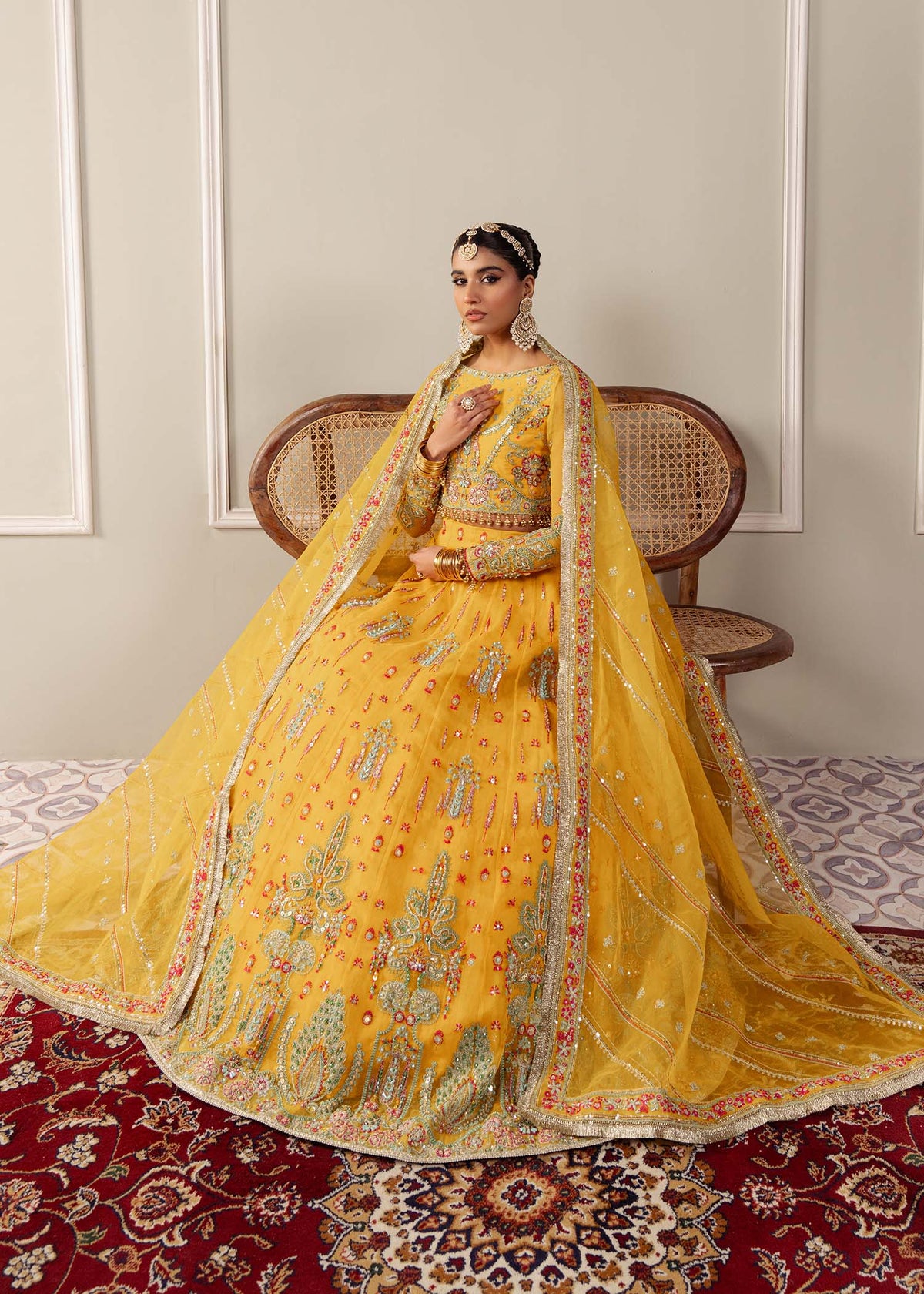 Solstice yellow lehenga choli, reference outfit photograph 4 — Made by Mairaz reproduction
