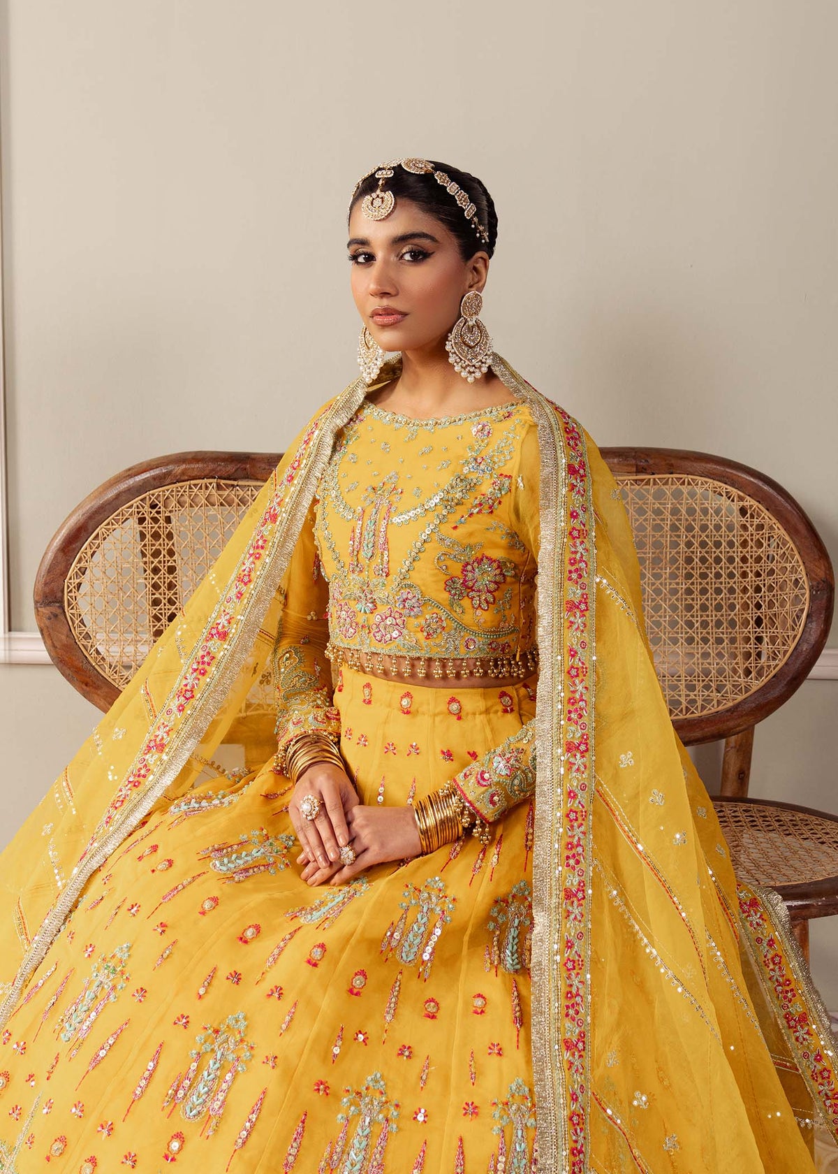 Solstice yellow lehenga choli, reference outfit photograph 5 — Made by Mairaz reproduction