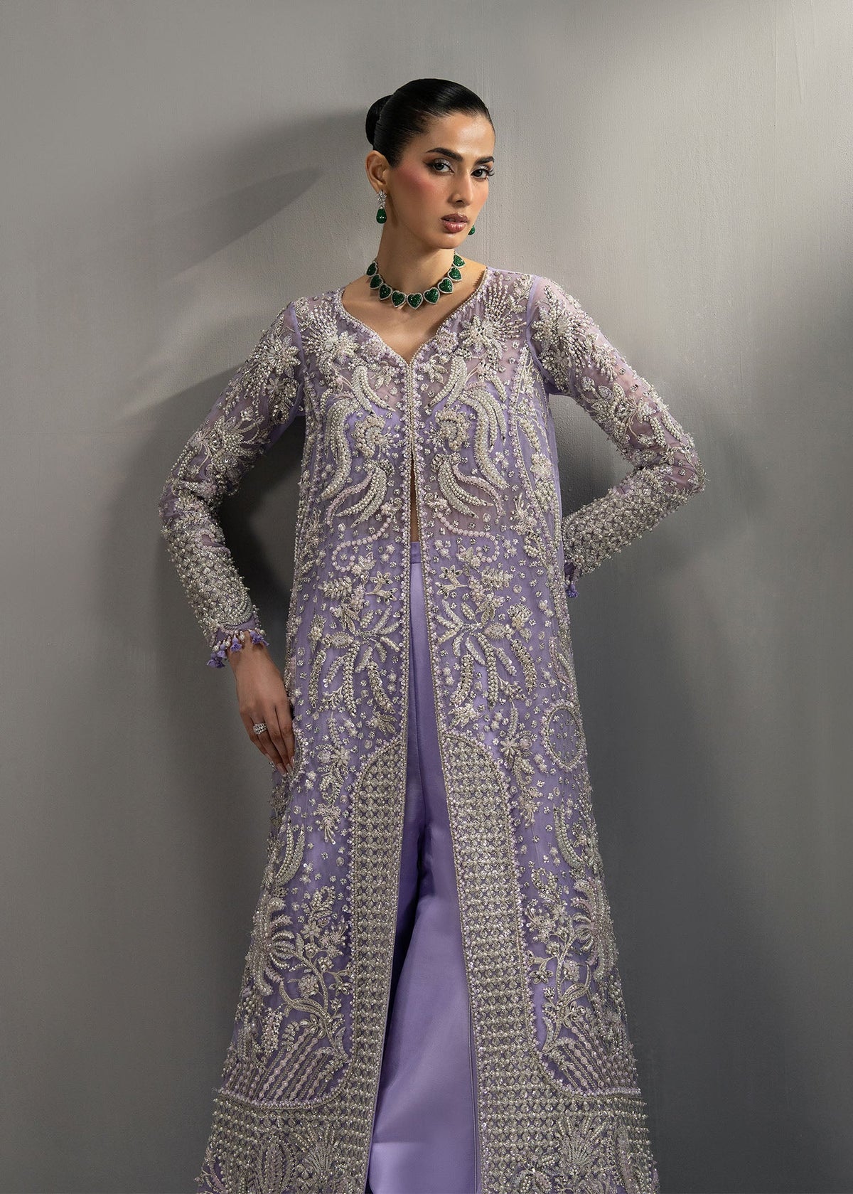 Sorelle lavender long shirt suit, reference outfit photograph 3 — Made by Mairaz reproduction