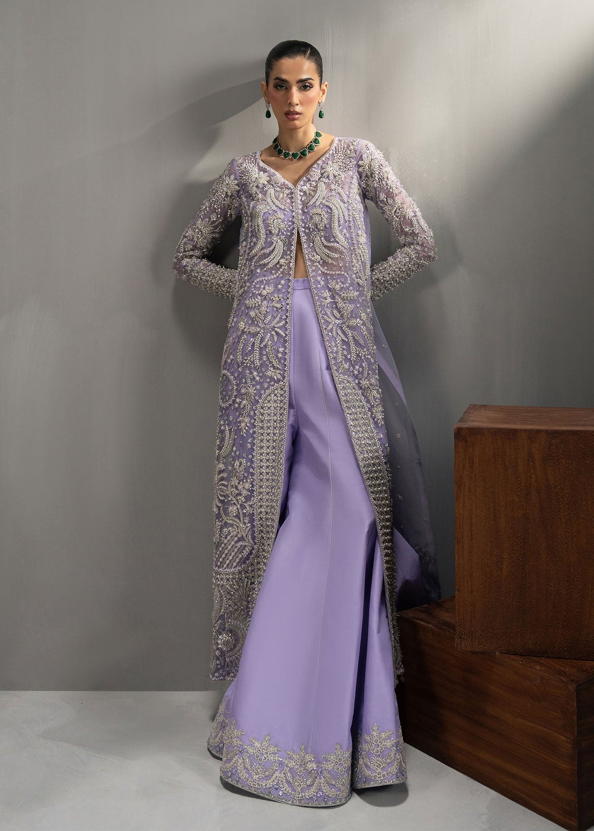 Sorelle lavender long shirt suit, reference outfit photograph 5 — Made by Mairaz reproduction