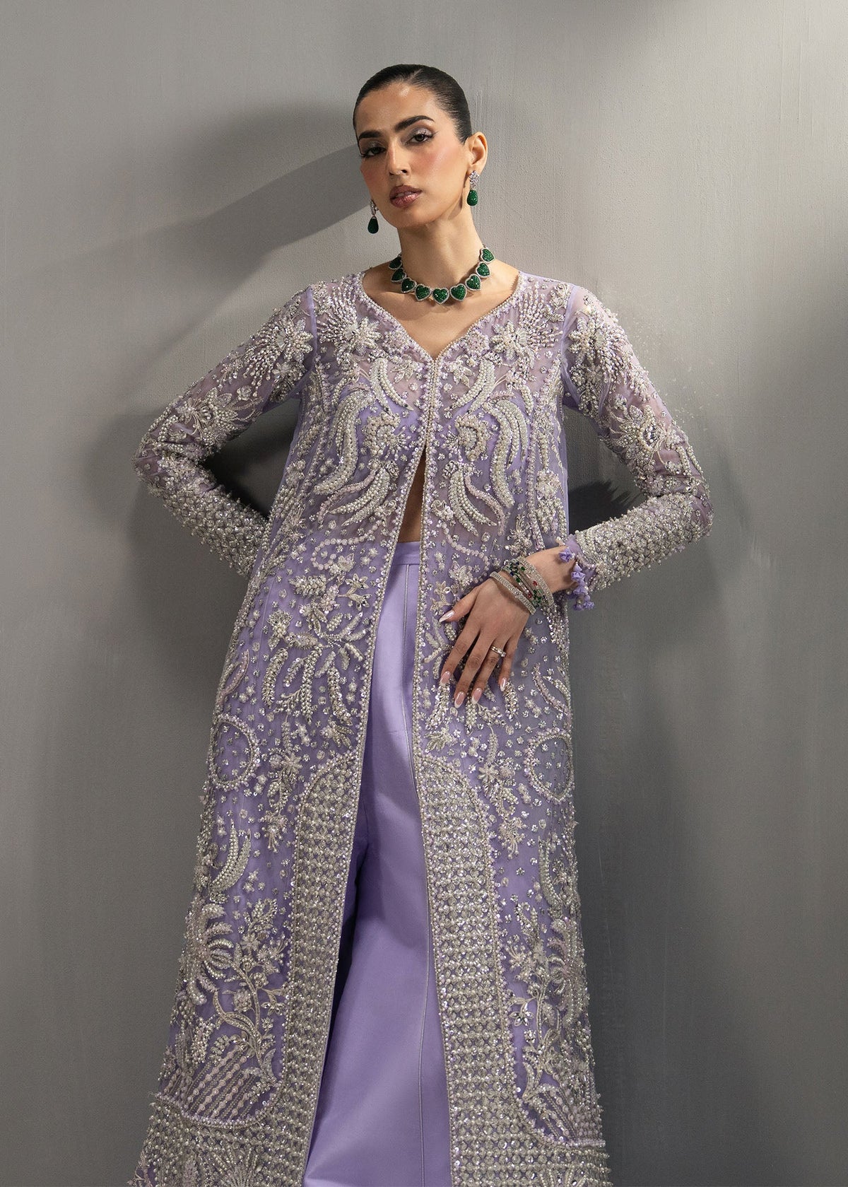 Sorelle lavender long shirt suit, reference outfit photograph 6 — Made by Mairaz reproduction