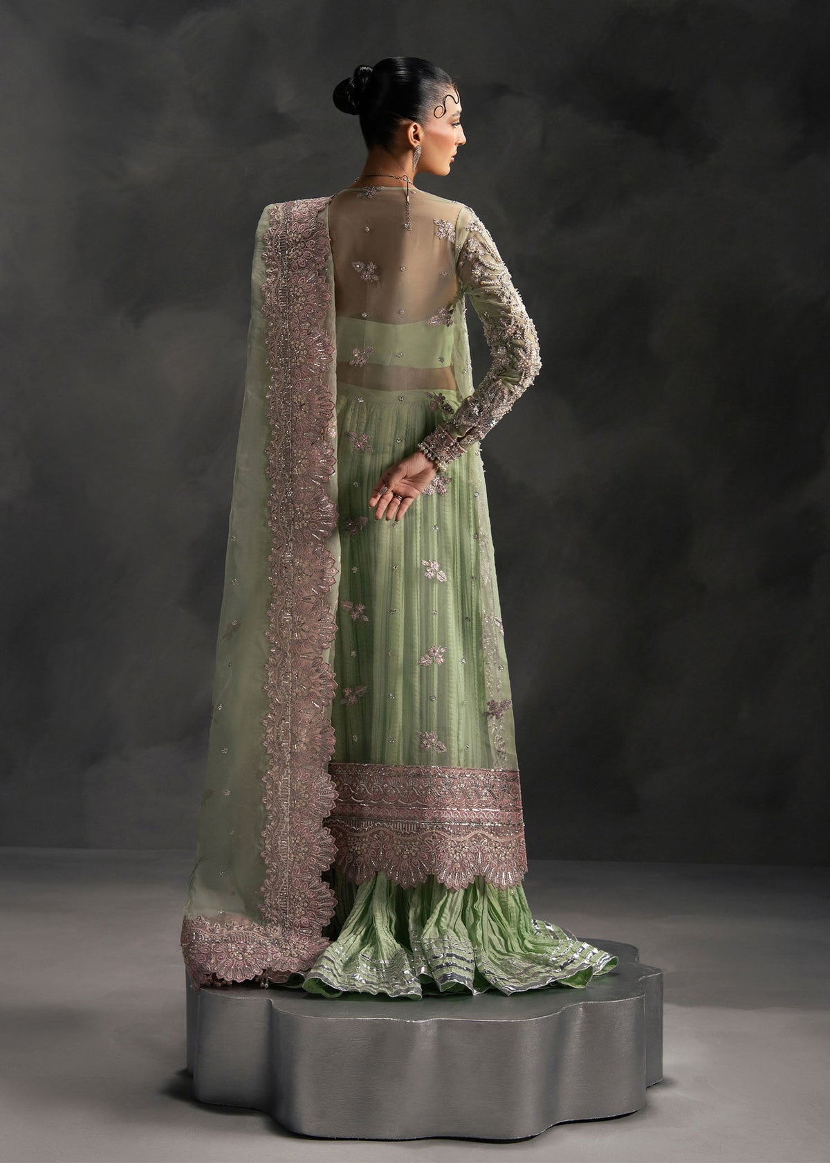 Vena pastel mint green long shirt with ruffled bottom, reference outfit photograph 4 — Made by Mairaz reproduction