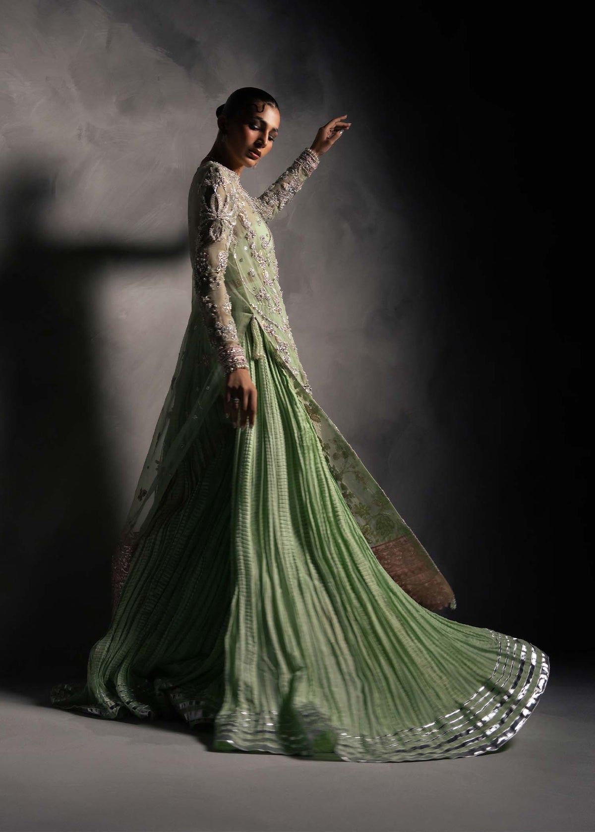 Vena pastel mint green long shirt with ruffled bottom, reference outfit photograph 9 — Made by Mairaz reproduction