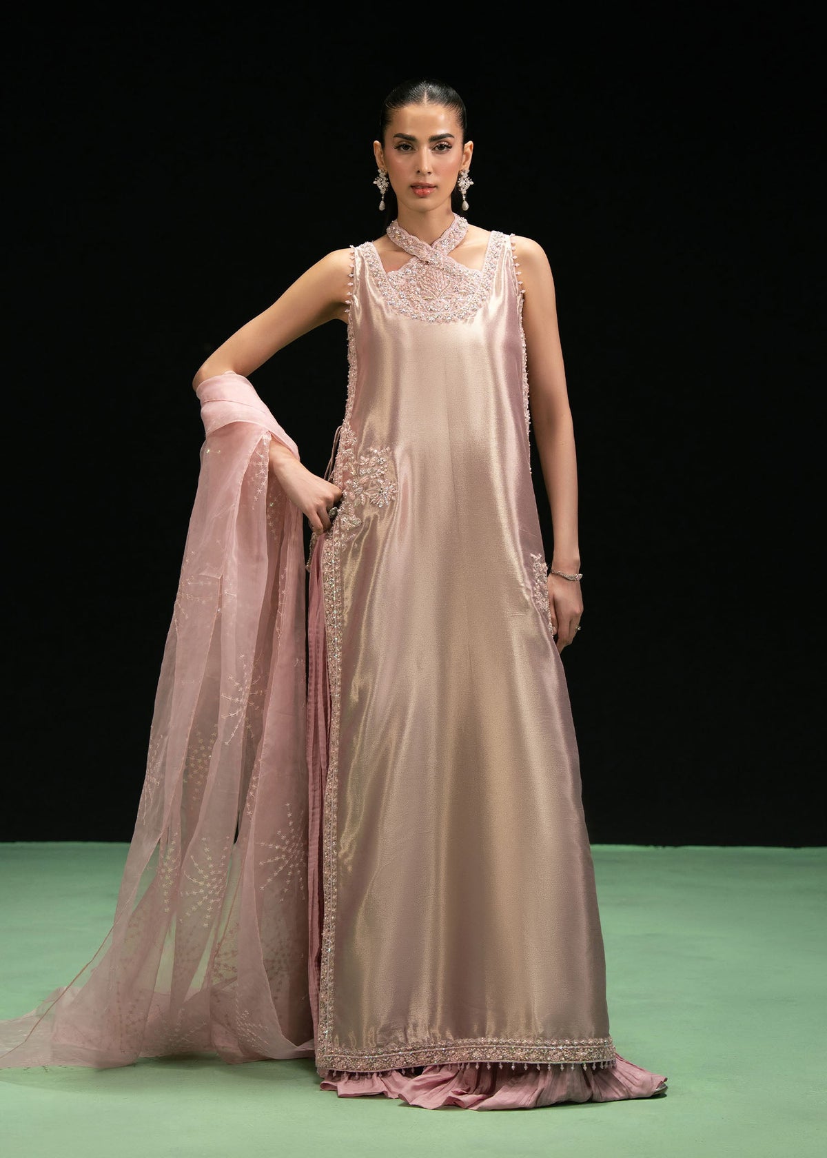Verya dusty rose pink long shirt suit, reference outfit photograph 1 — Made by Mairaz reproduction
