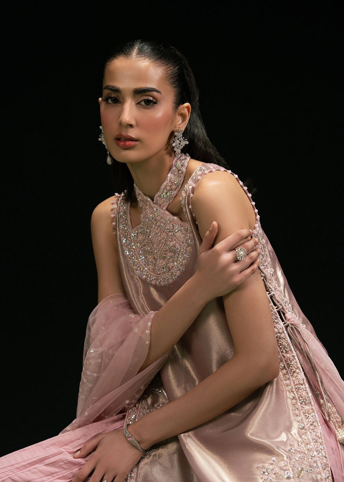 Verya dusty rose pink long shirt suit, reference outfit photograph 4 — Made by Mairaz reproduction