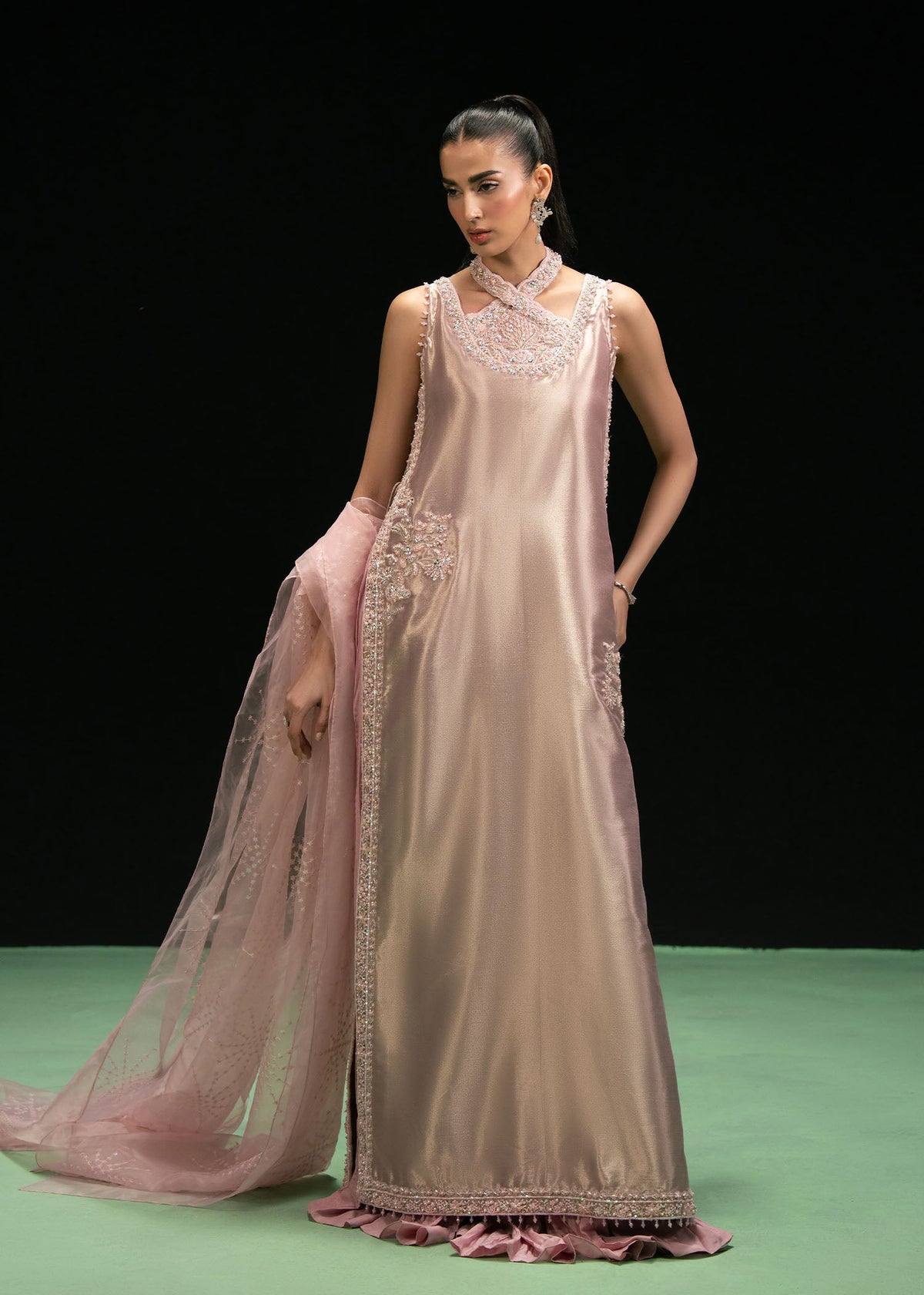 Verya dusty rose pink long shirt suit, reference outfit photograph 6 — Made by Mairaz reproduction