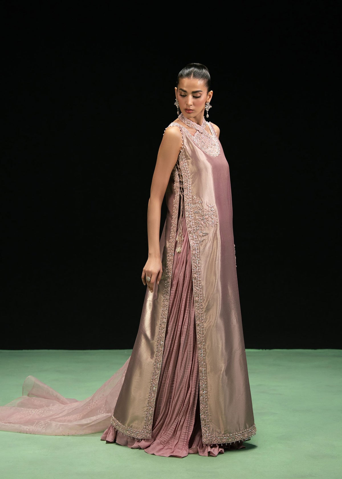 Verya dusty rose pink long shirt suit, reference outfit photograph 7 — Made by Mairaz reproduction