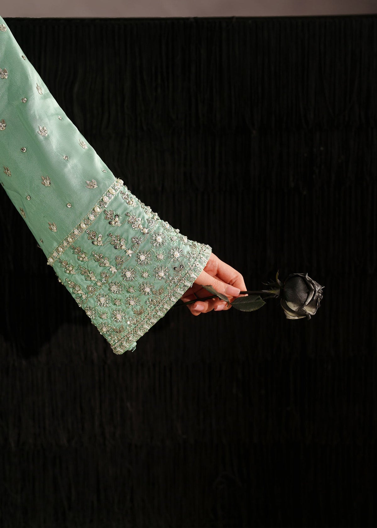 Zahraa light green sharara suit, reference outfit photograph 8 — Made by Mairaz reproduction