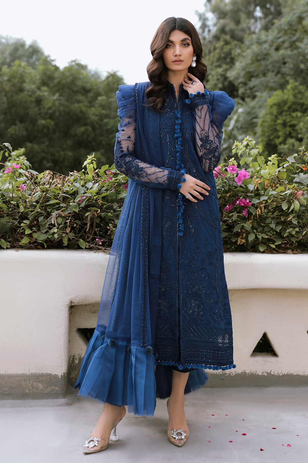 Acacia navy blue shirt and trousers, reference outfit photograph 1 — Made by Mairaz reproduction