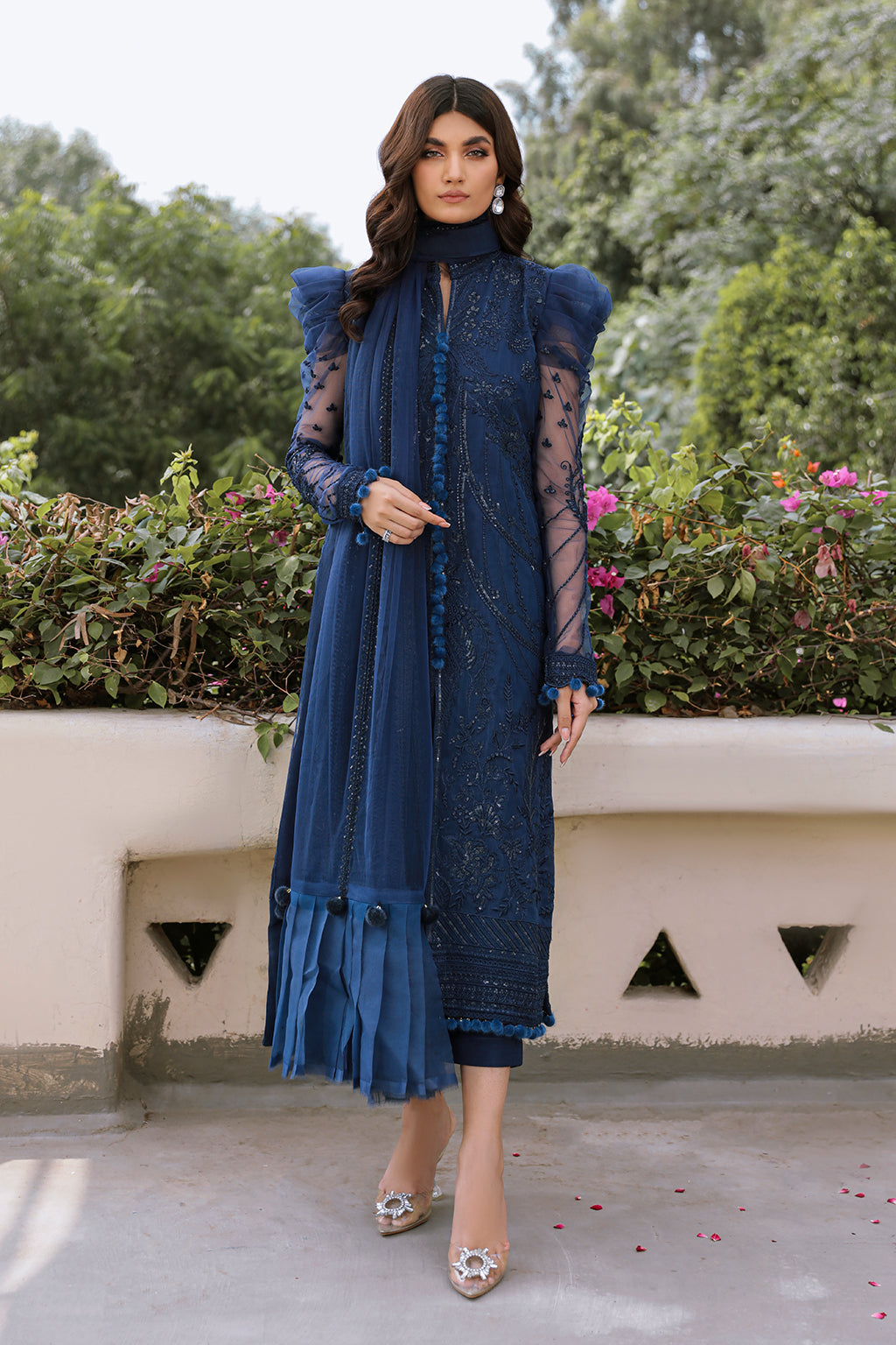 Acacia navy blue shirt and trousers, reference outfit photograph 3 — Made by Mairaz reproduction