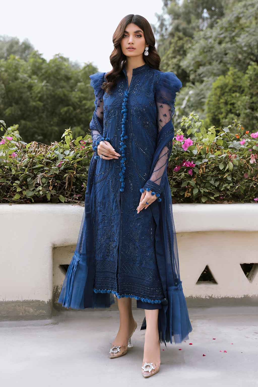 Acacia navy blue shirt and trousers, reference outfit photograph 4 — Made by Mairaz reproduction