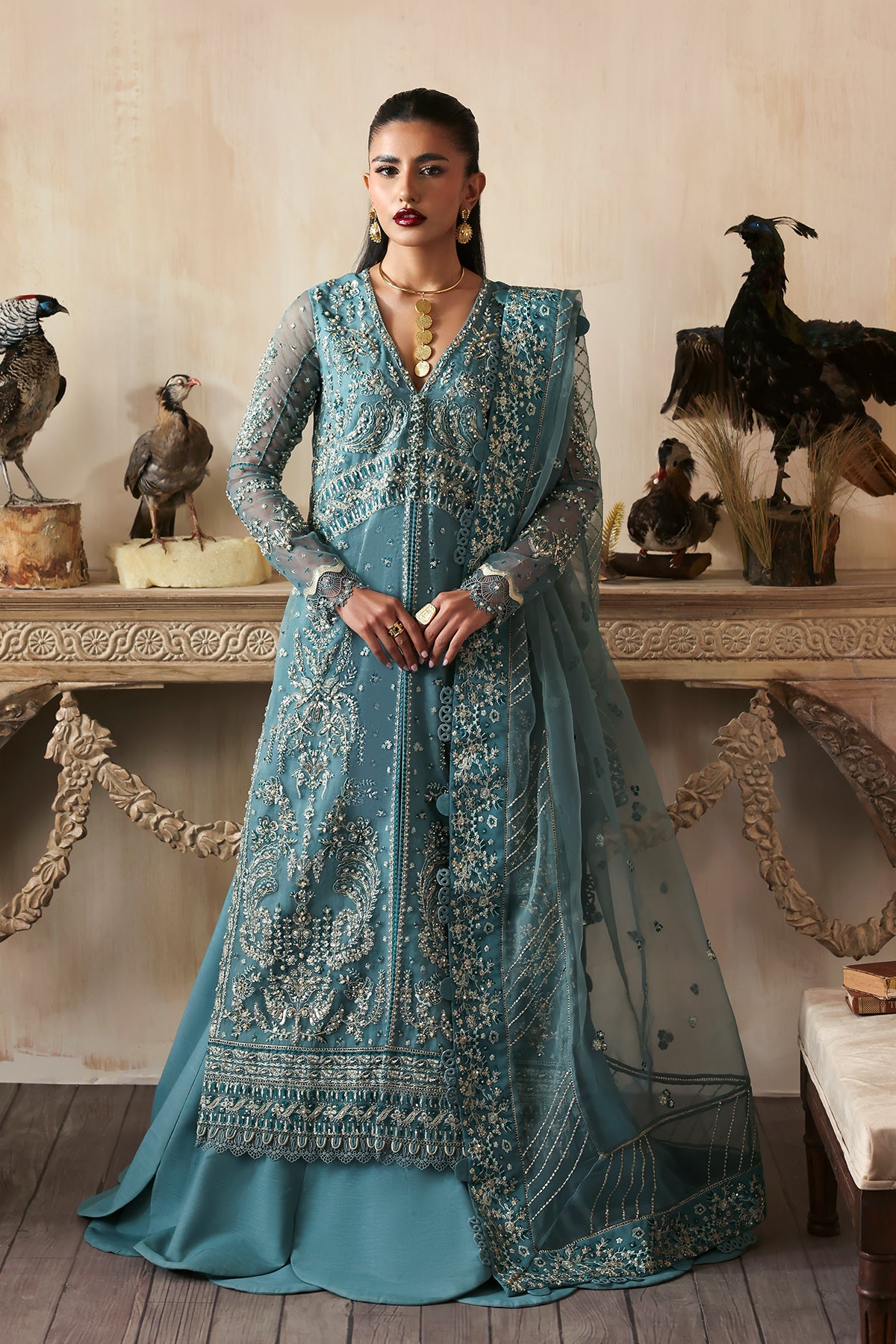 Amyra teal long shirt and skirt, reference outfit photograph 1 — Made by Mairaz reproduction