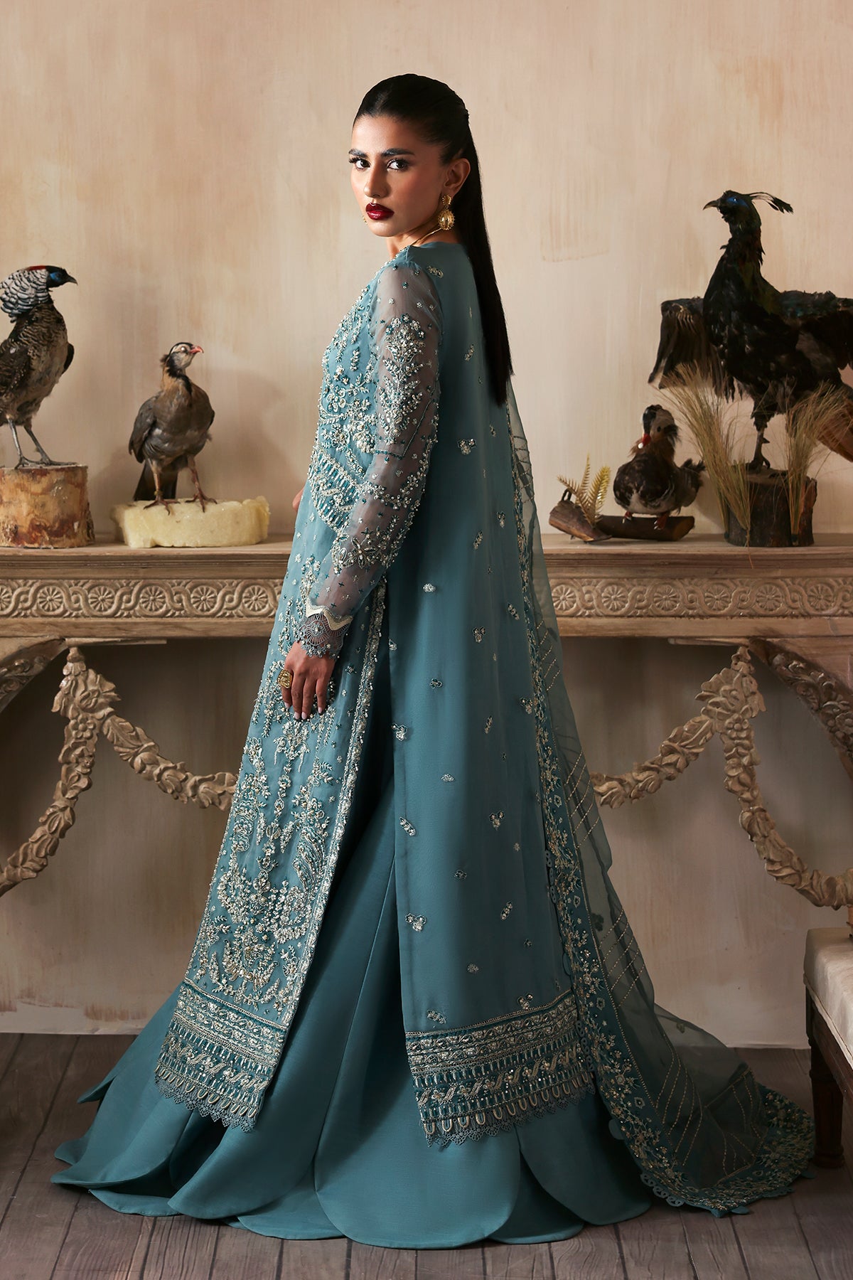 Amyra teal long shirt and skirt, reference outfit photograph 2 — Made by Mairaz reproduction