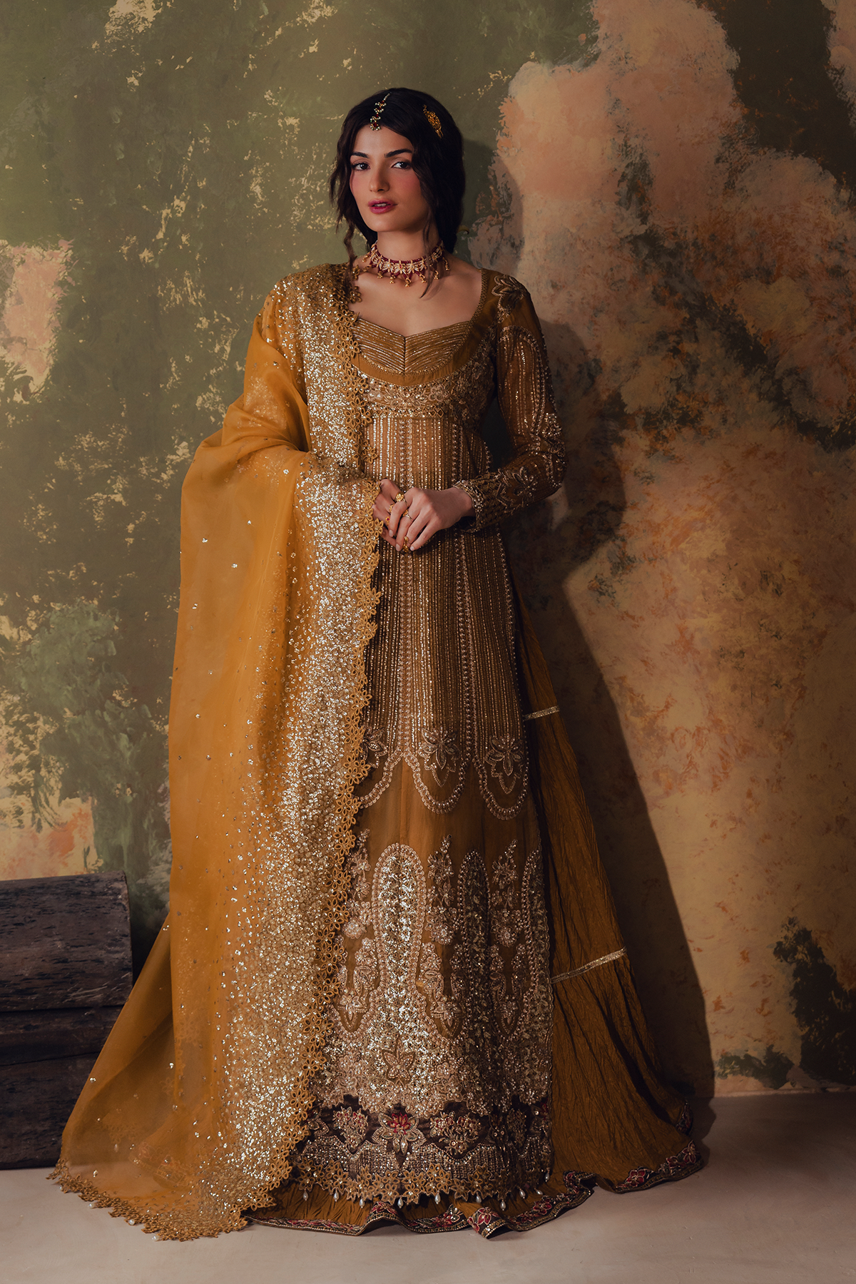 Arezoo mustard gold kalidaar, reference outfit photograph 1 — Made by Mairaz reproduction