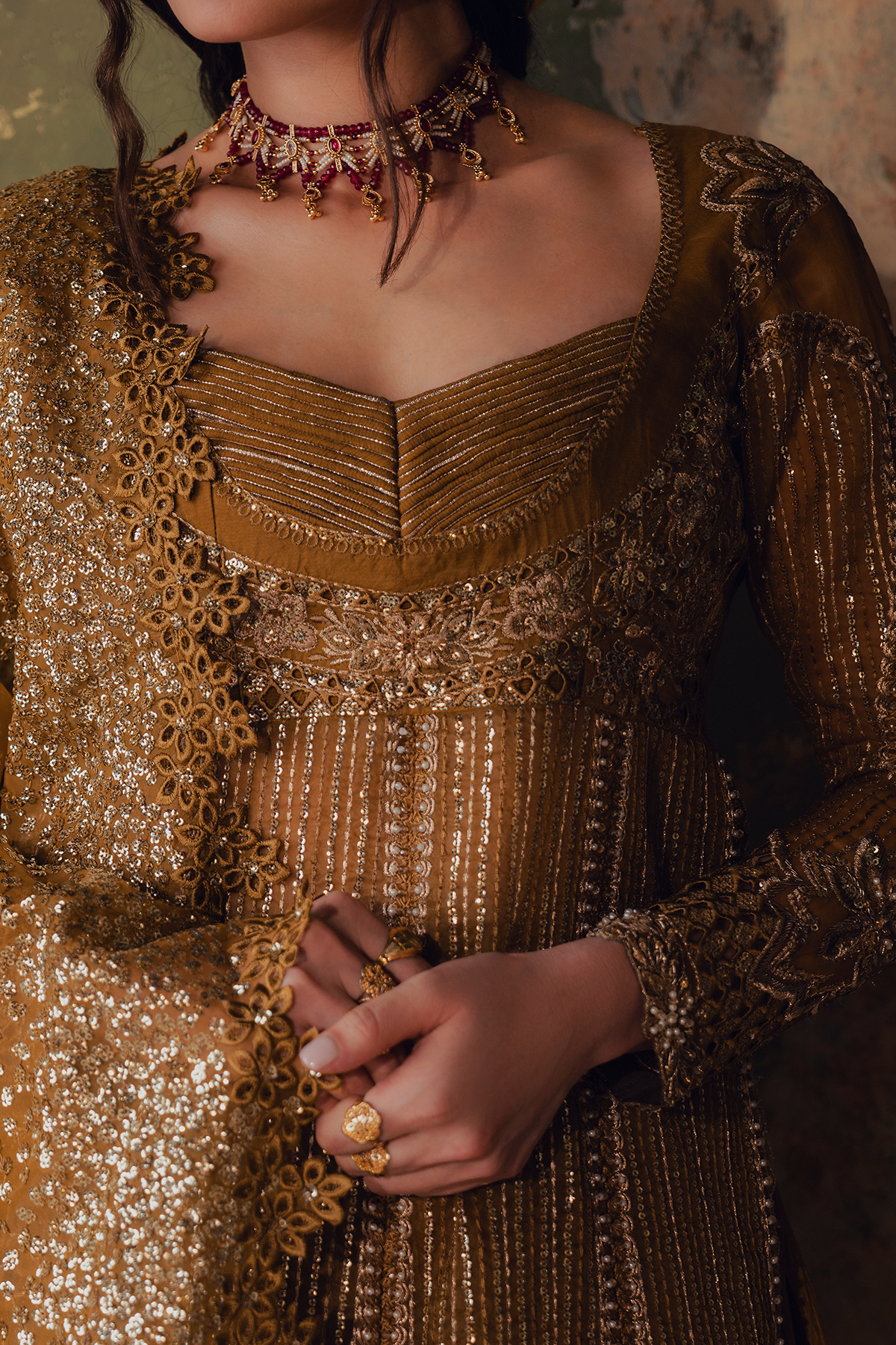 Arezoo mustard gold kalidaar, reference outfit photograph 10 — Made by Mairaz reproduction
