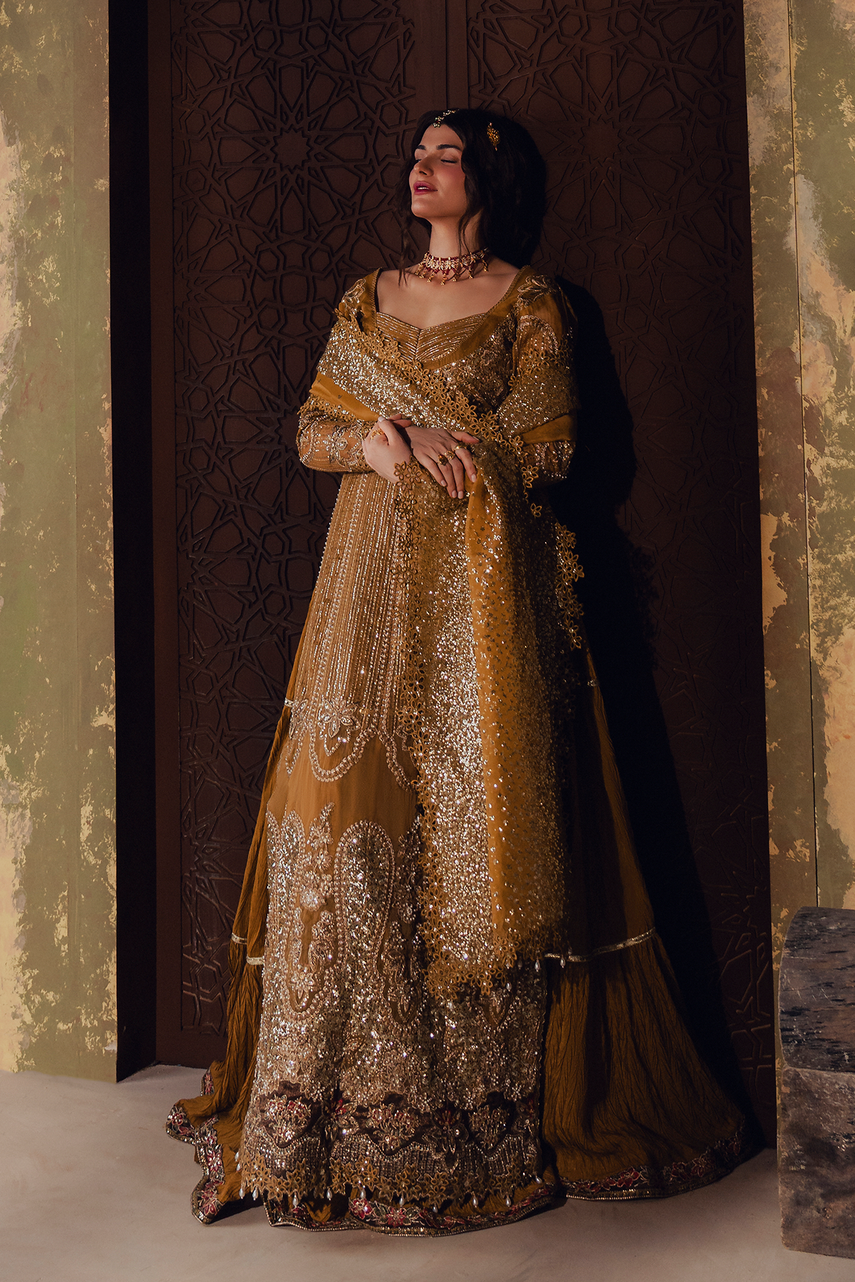 Arezoo mustard gold kalidaar, reference outfit photograph 2 — Made by Mairaz reproduction