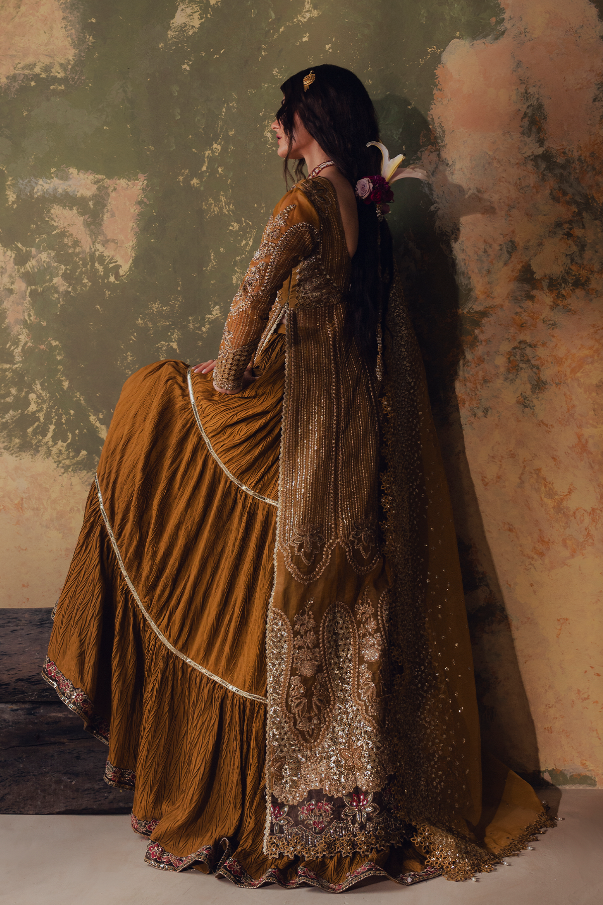 Arezoo mustard gold kalidaar, reference outfit photograph 4 — Made by Mairaz reproduction