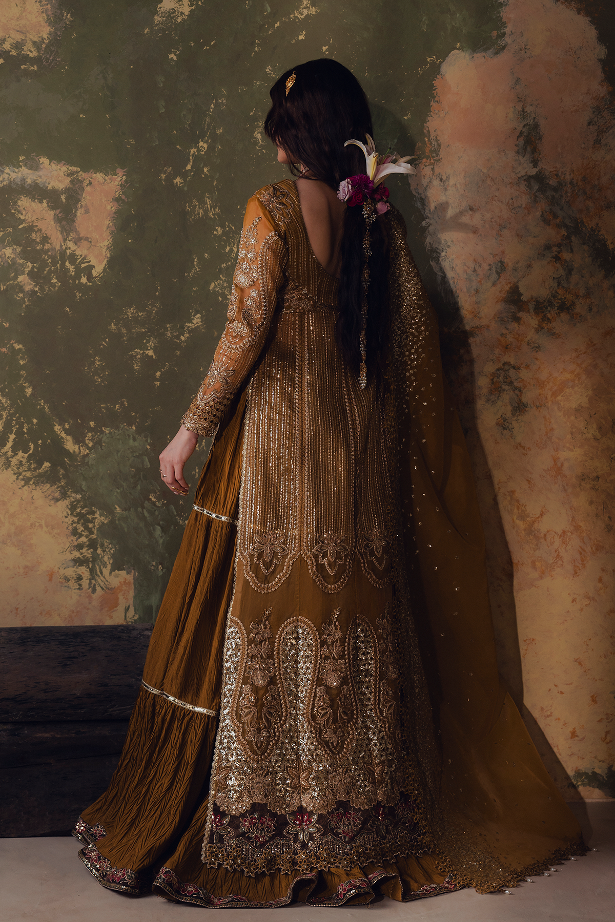 Arezoo mustard gold kalidaar, reference outfit photograph 5 — Made by Mairaz reproduction