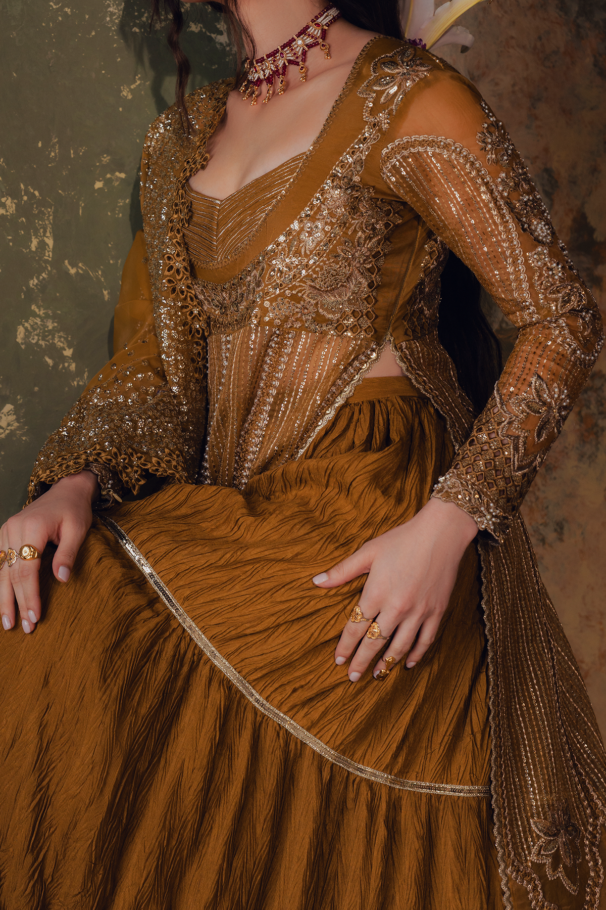 Arezoo mustard gold kalidaar, reference outfit photograph 6 — Made by Mairaz reproduction