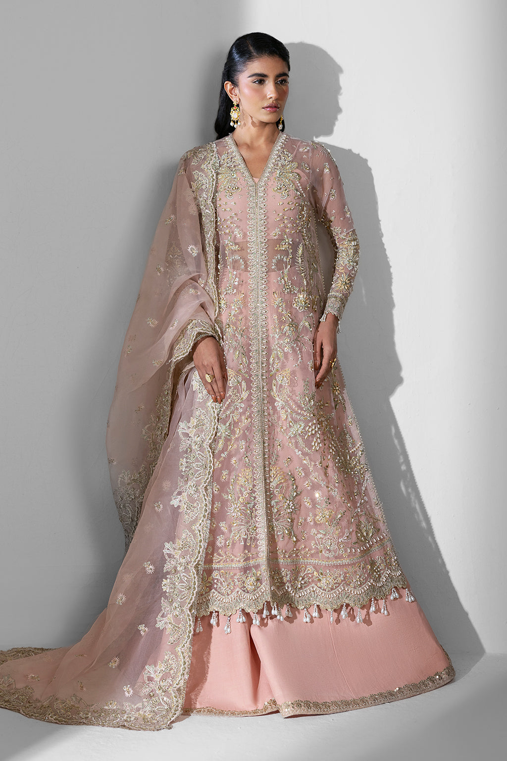 Aura blush pink long shirt and skirt, reference outfit photograph 1 — Made by Mairaz reproduction