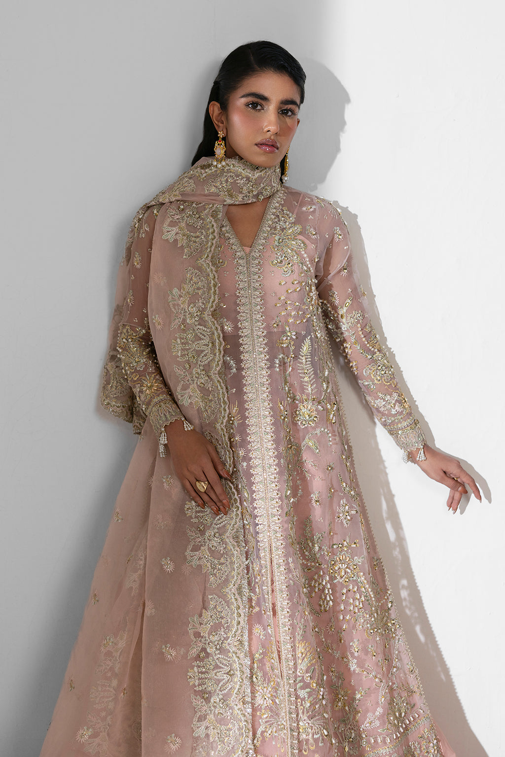 Aura blush pink long shirt and skirt, reference outfit photograph 3 — Made by Mairaz reproduction