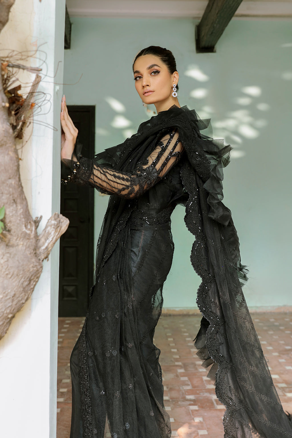 Canna black saree, reference outfit photograph 5 — Made by Mairaz reproduction