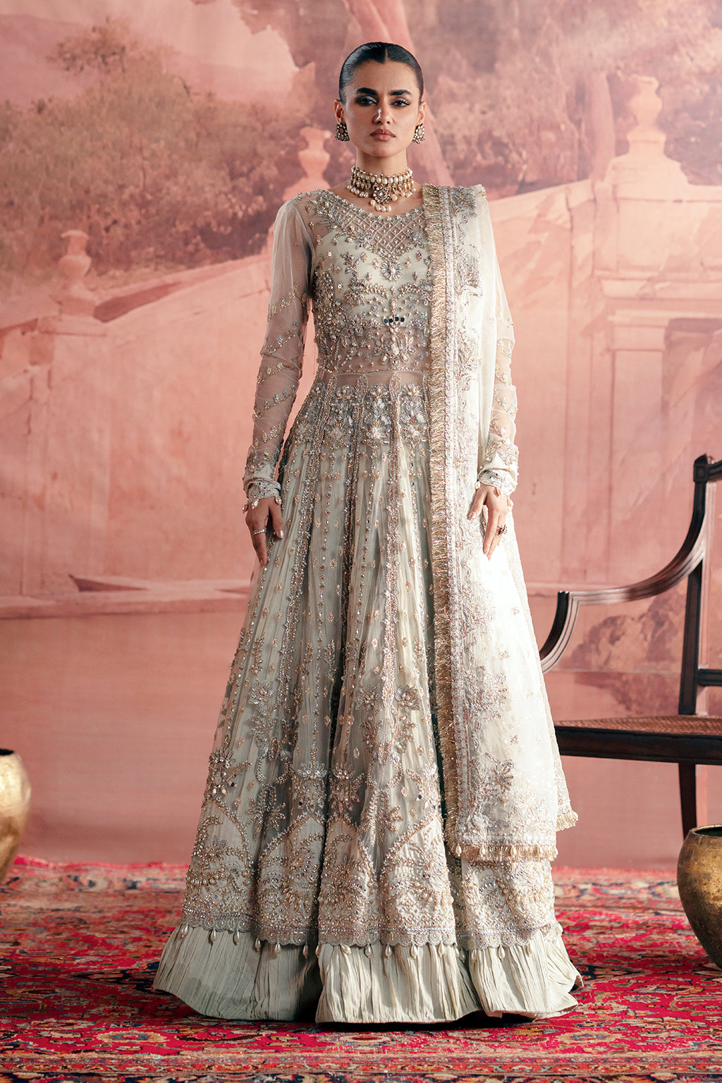Chandni ivory kalidaar, reference outfit photograph 1 — Made by Mairaz reproduction