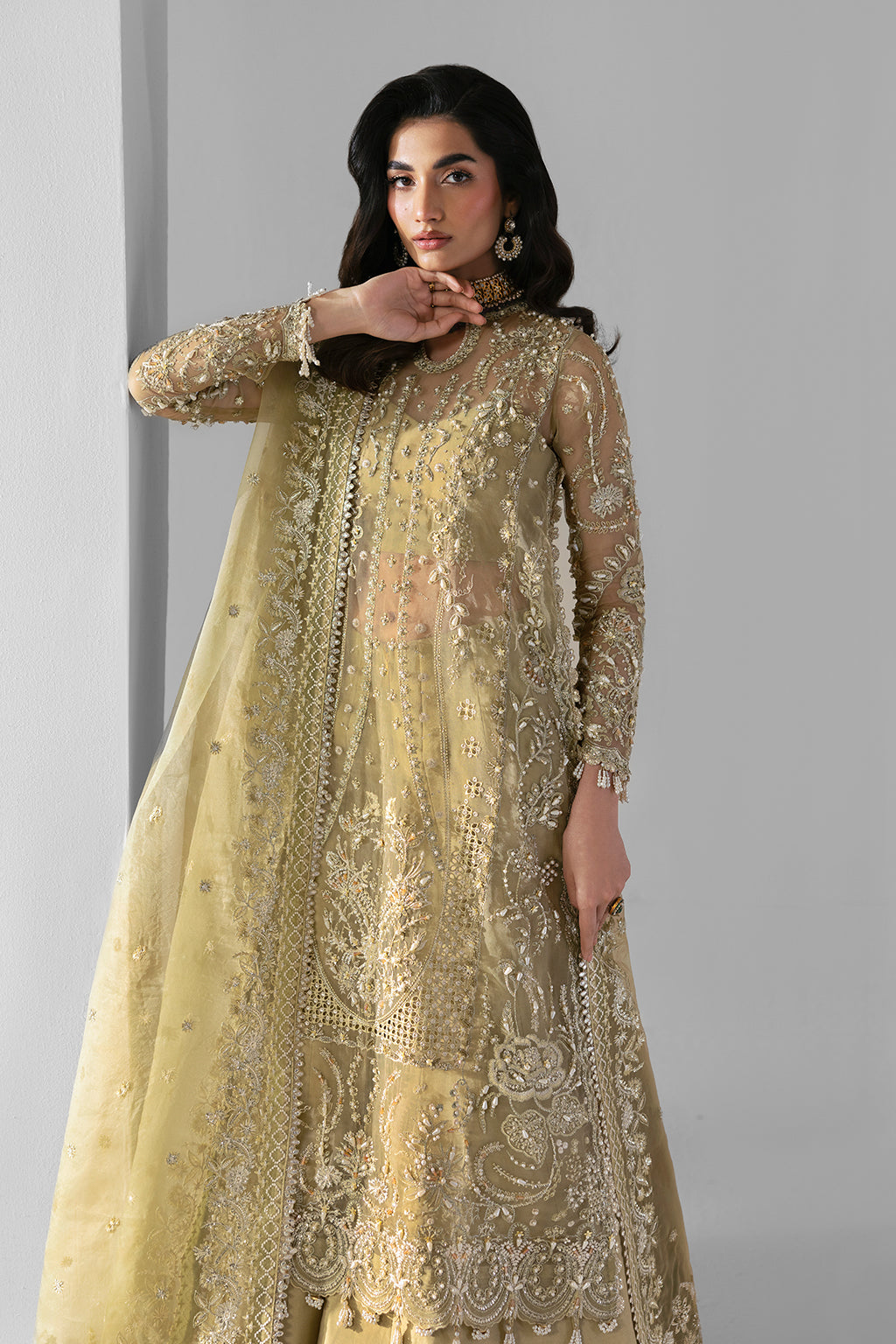 Elixir pale yellow long shirt and skirt, reference outfit photograph 3 — Made by Mairaz reproduction
