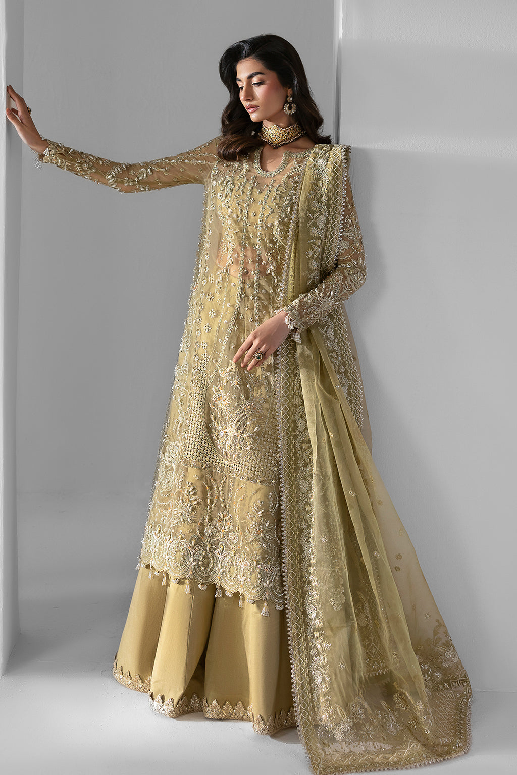 Elixir pale yellow long shirt and skirt, reference outfit photograph 5 — Made by Mairaz reproduction