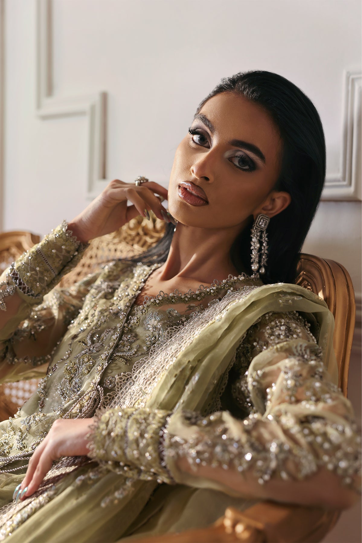 Ember Olive Green olive green long shirt and trousers, reference outfit photograph 4 — Made by Mairaz reproduction