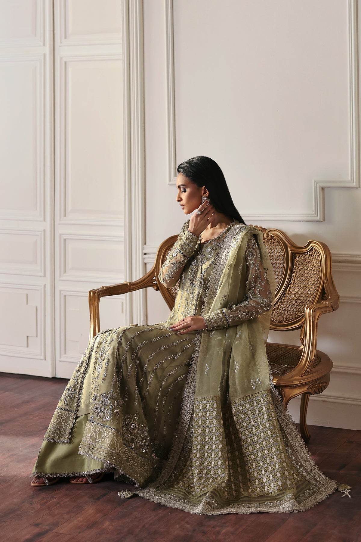 Ember Olive Green olive green long shirt and trousers, reference outfit photograph 7 — Made by Mairaz reproduction