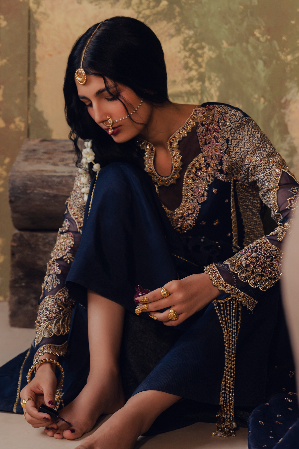 Ferozah navy blue long shirt and skirt, reference outfit photograph 12 — Made by Mairaz reproduction