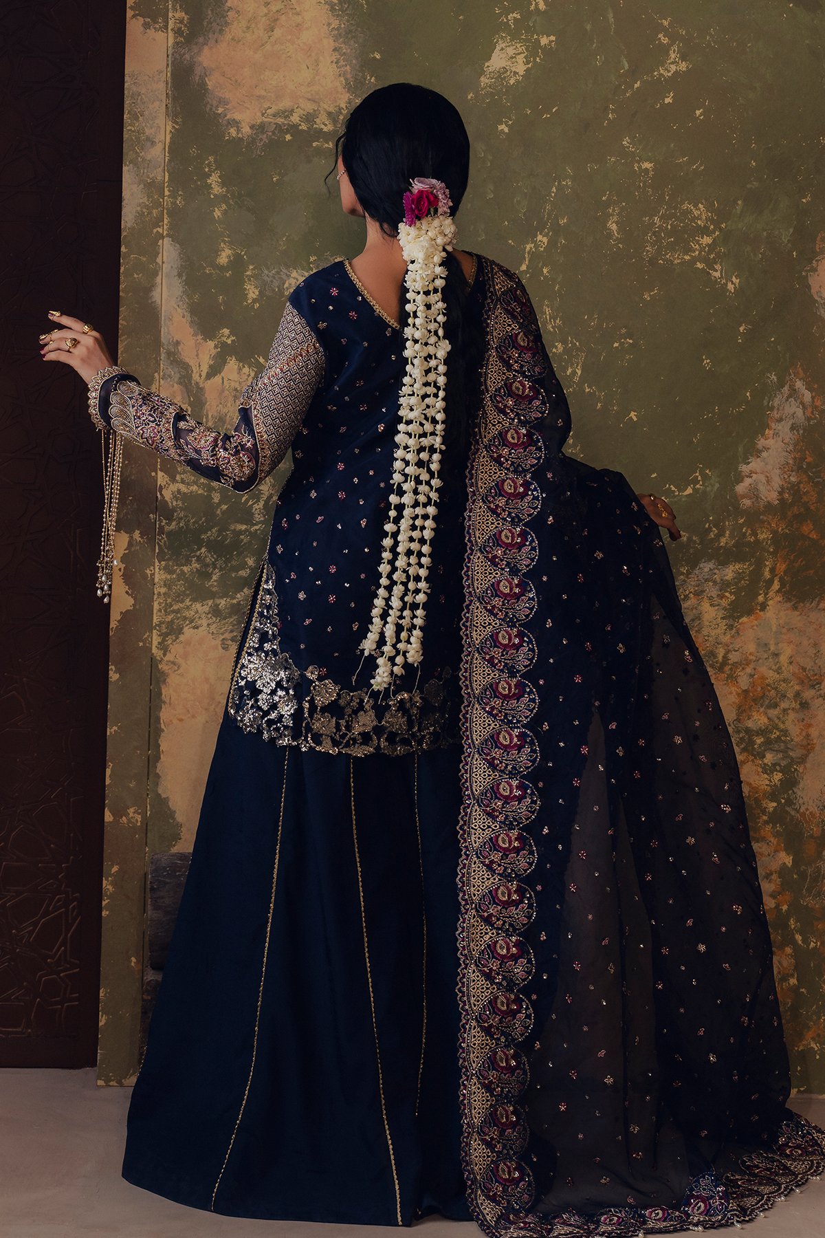 Ferozah navy blue long shirt and skirt, reference outfit photograph 6 — Made by Mairaz reproduction