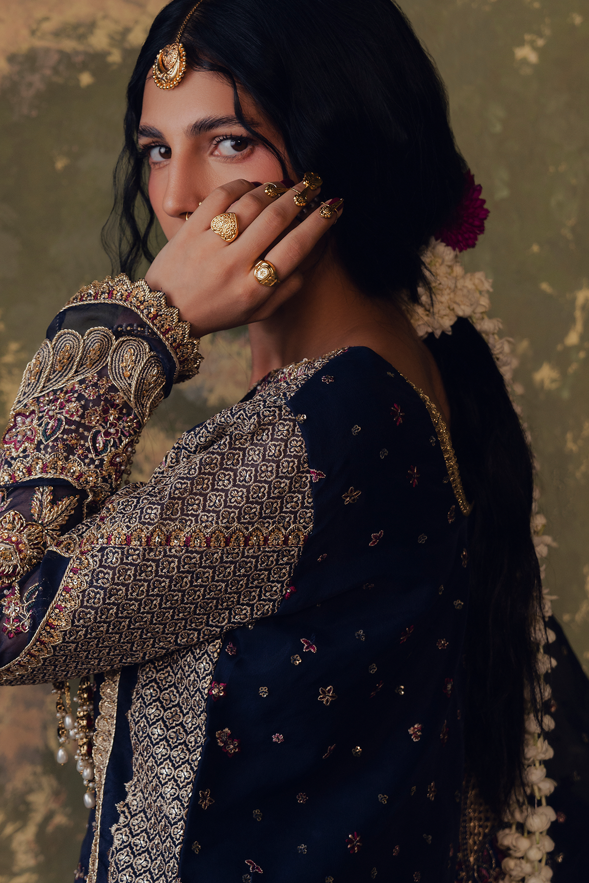 Ferozah navy blue long shirt and skirt, reference outfit photograph 8 — Made by Mairaz reproduction