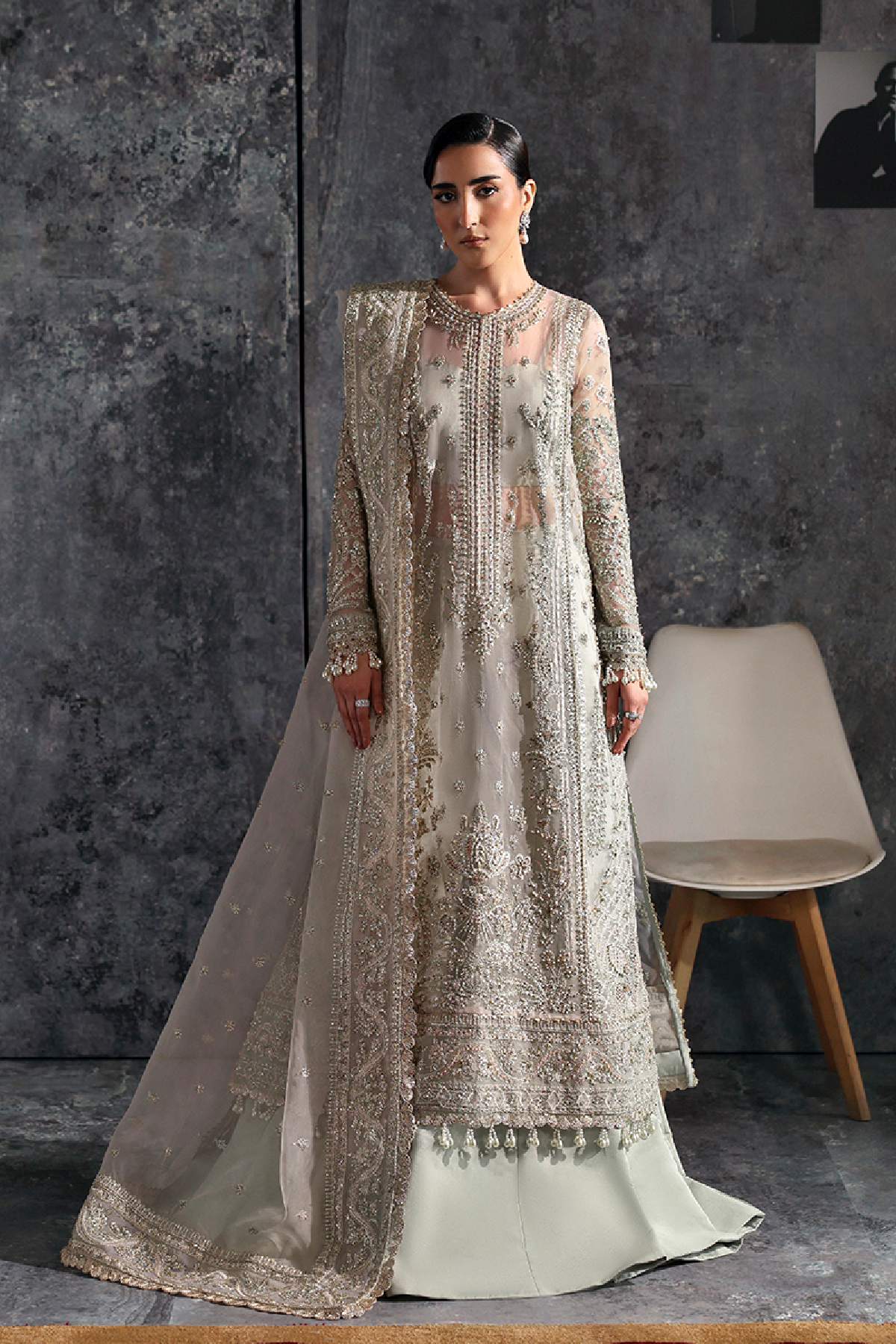 Halo ivory long shirt and skirt, reference outfit photograph 1 — Made by Mairaz reproduction