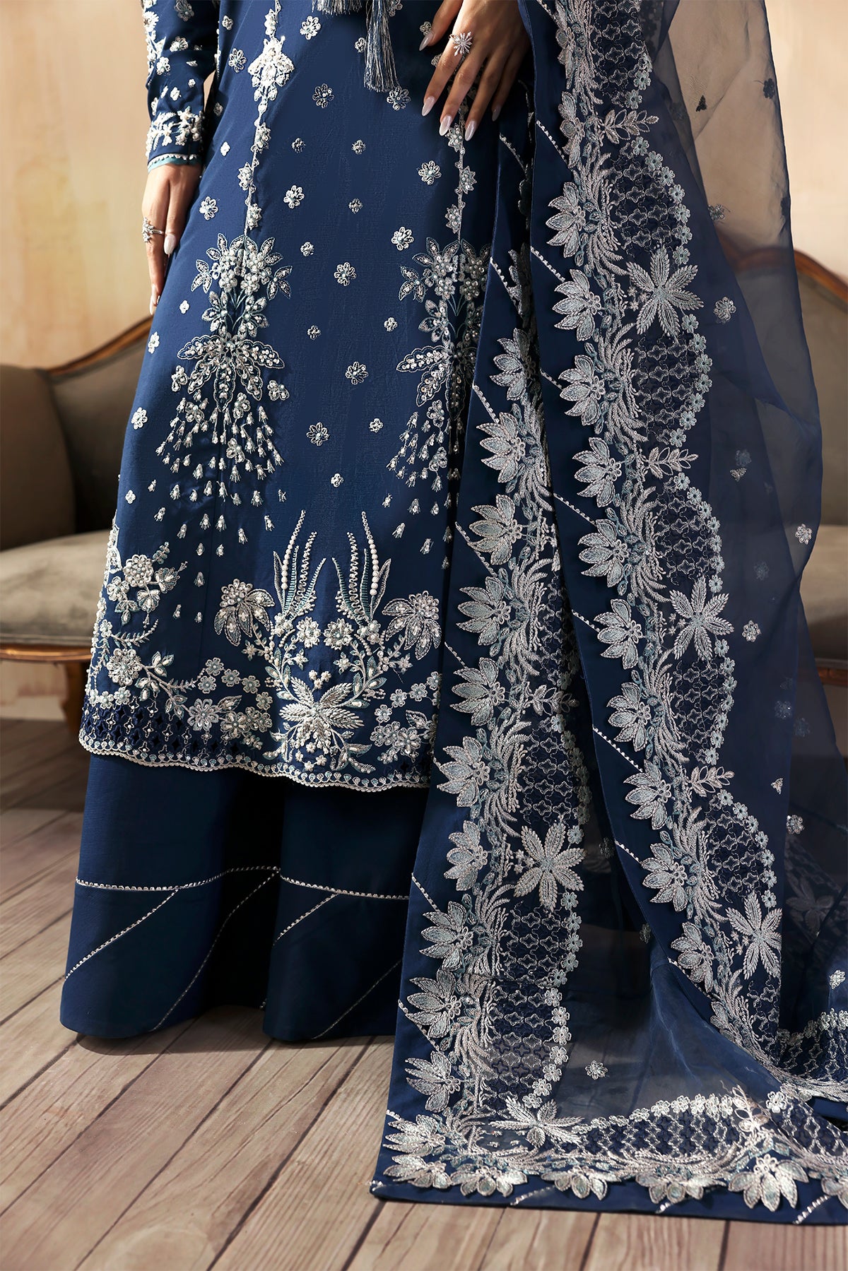Inara Navy Blue navy blue kalidaar, reference outfit photograph 5 — Made by Mairaz reproduction