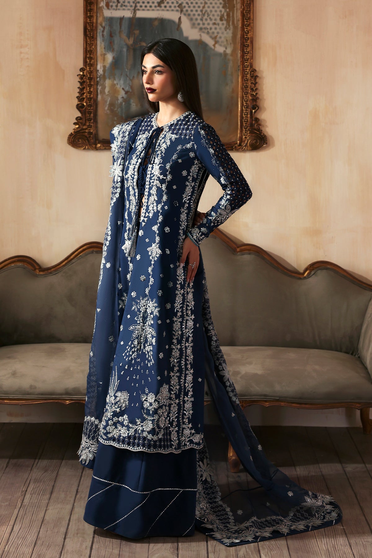 Inara Navy Blue navy blue kalidaar, reference outfit photograph 6 — Made by Mairaz reproduction