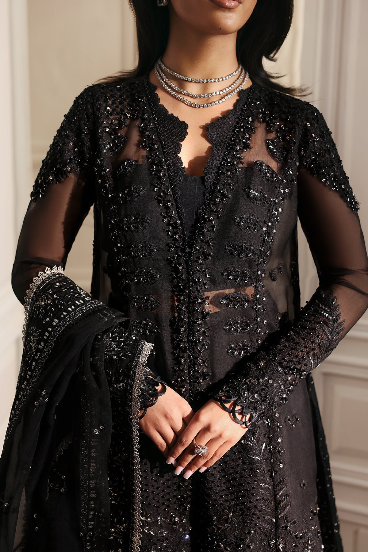 Kaya black long shirt and trousers, reference outfit photograph 3 — Made by Mairaz reproduction