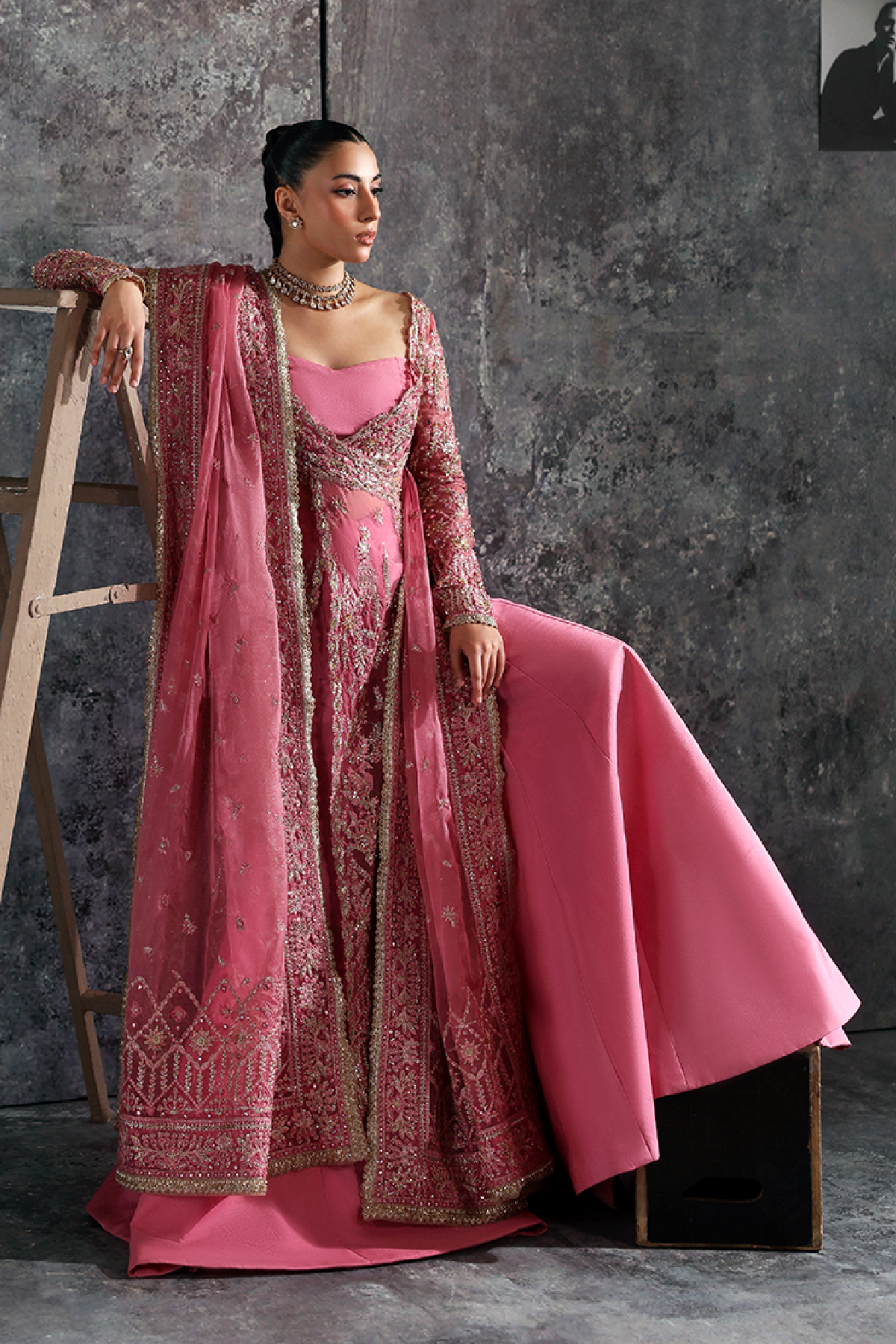 Lilium rose pink long shirt and skirt, reference outfit photograph 4 — Made by Mairaz reproduction