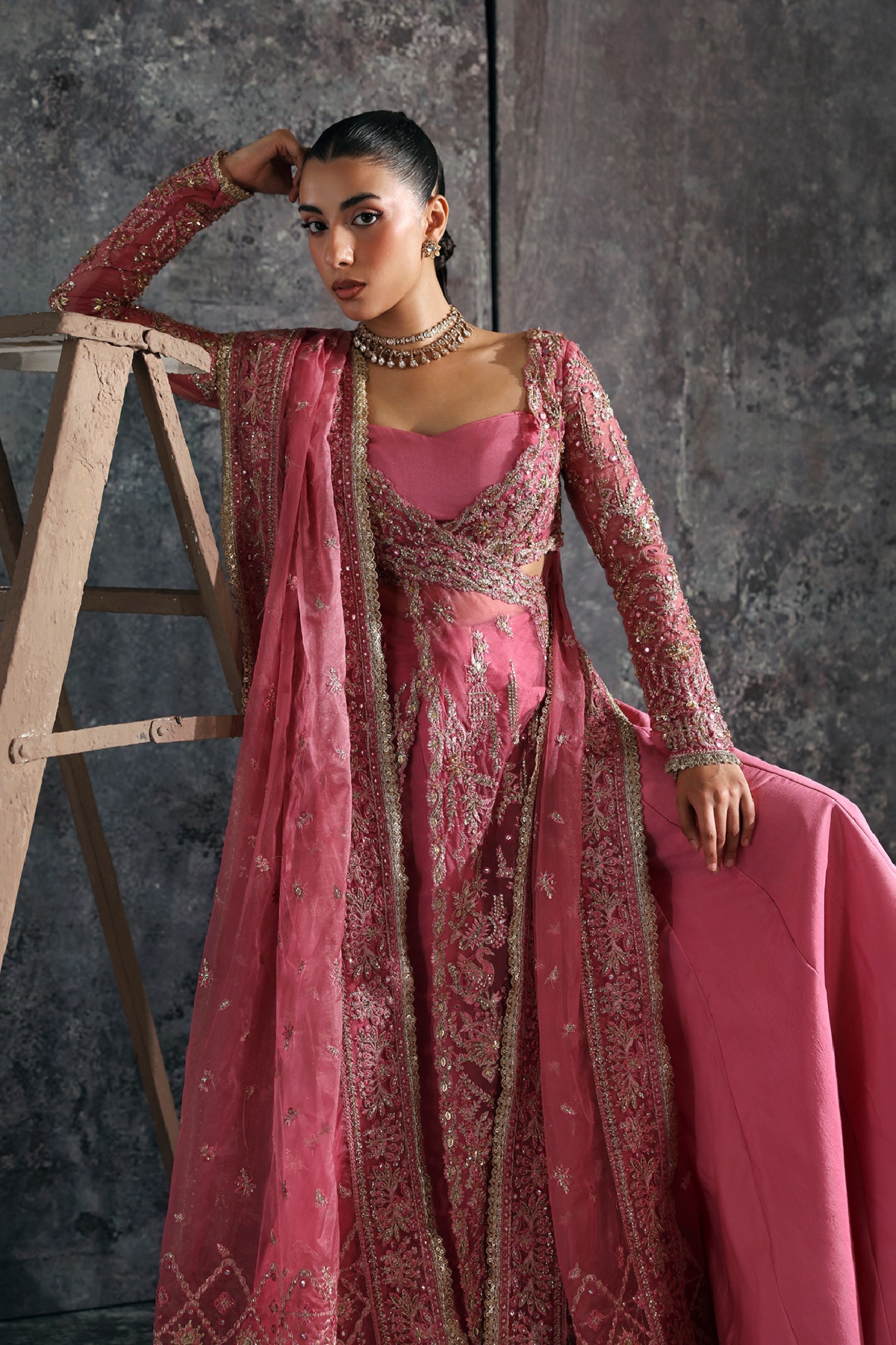 Lilium rose pink long shirt and skirt, reference outfit photograph 5 — Made by Mairaz reproduction