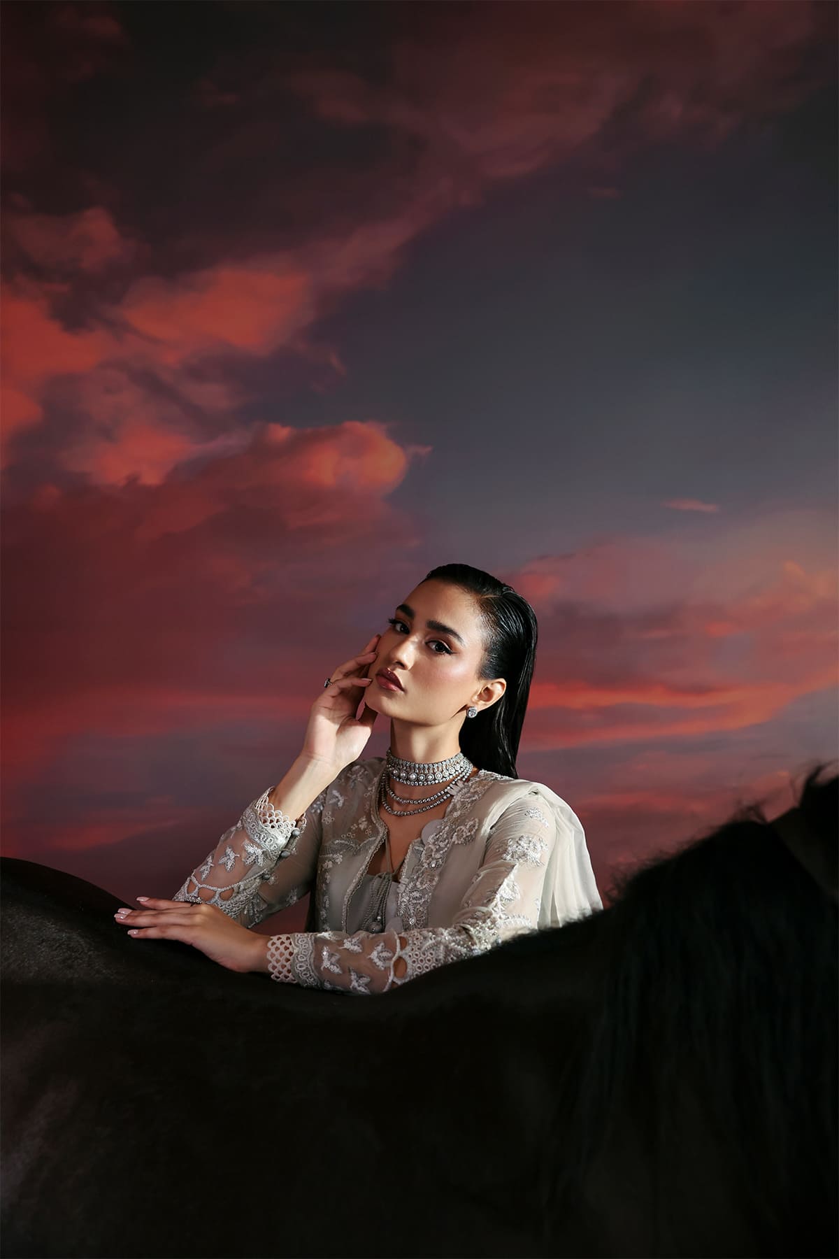 Lumen grey shirt and flared trousers, reference outfit photograph 5 — Made by Mairaz reproduction