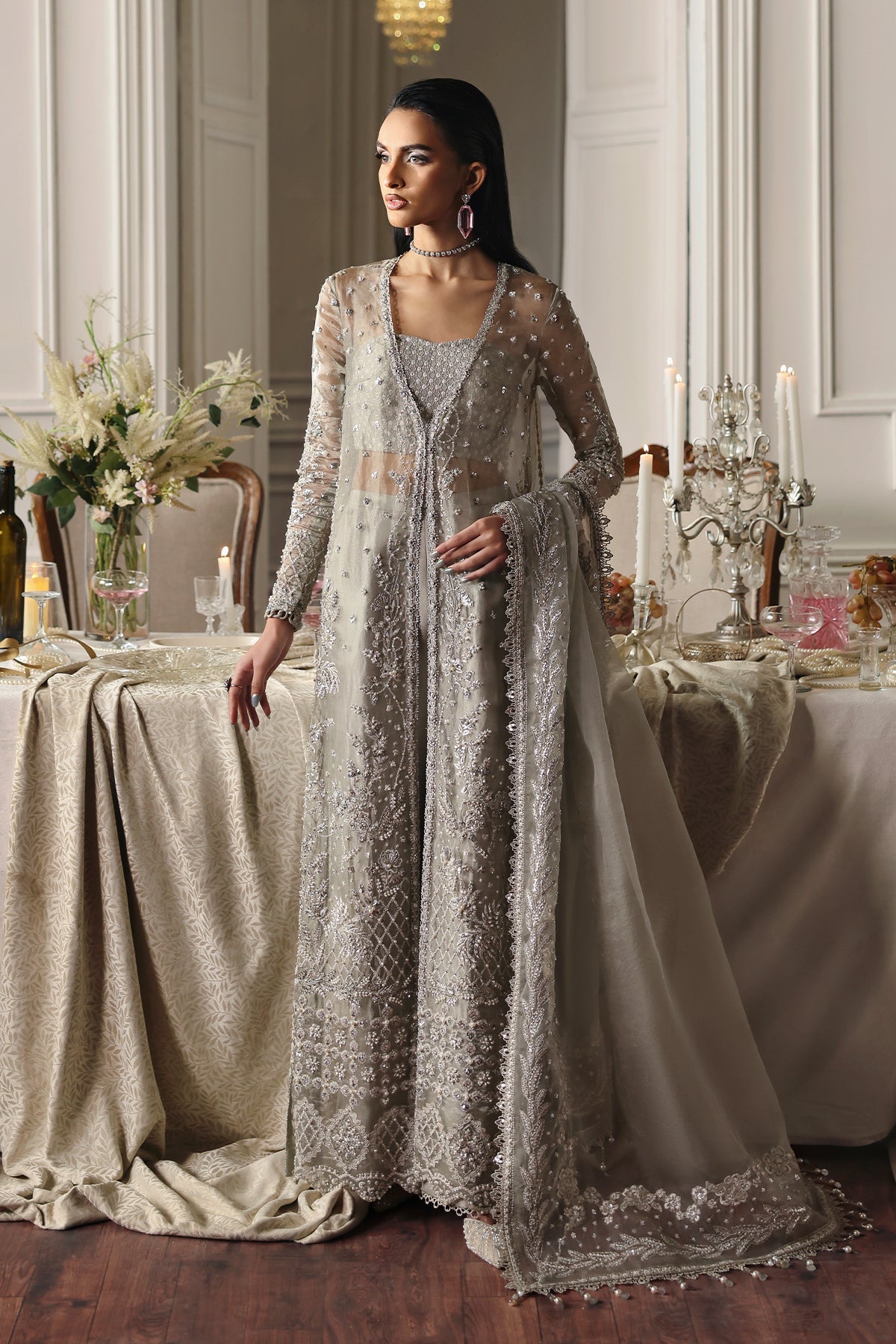 Luna silver grey kalidaar, reference outfit photograph 1 — Made by Mairaz reproduction