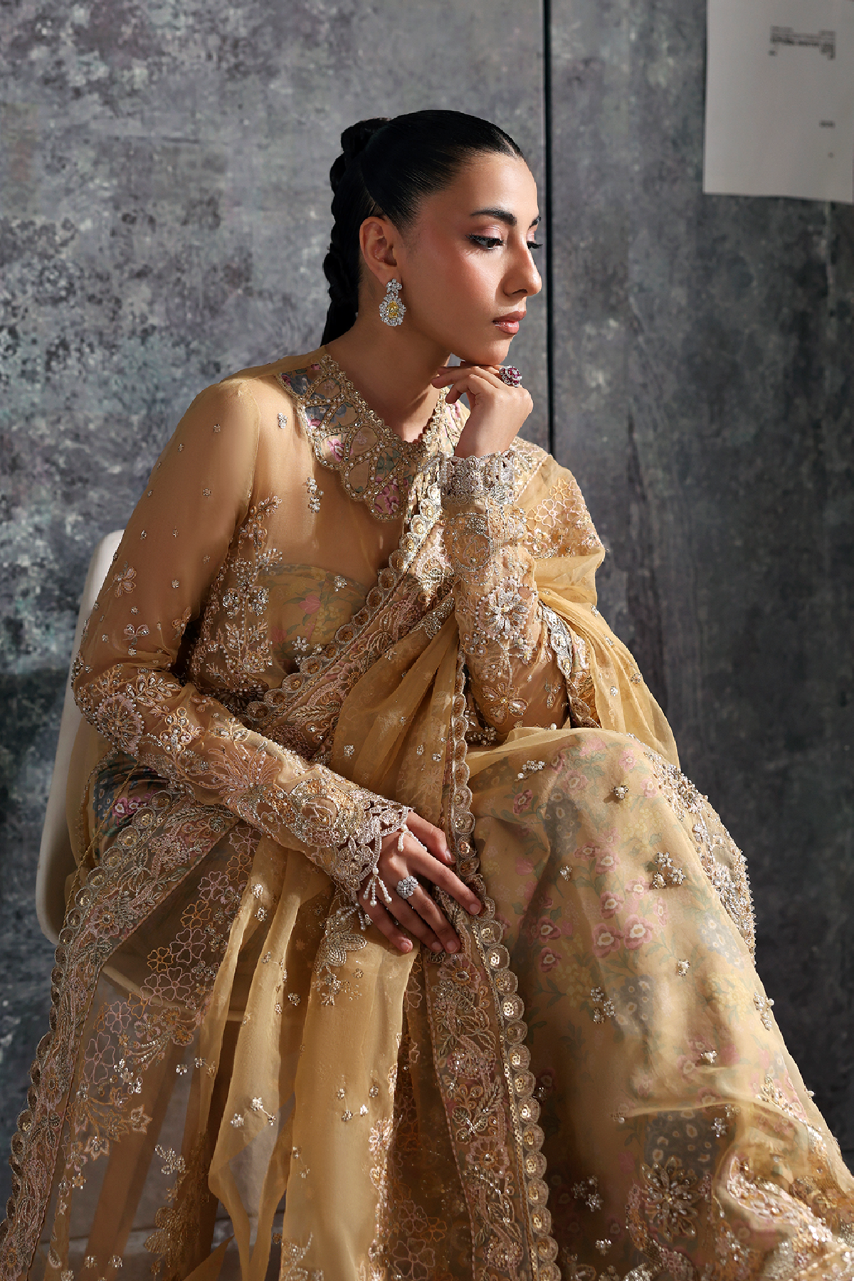 Lustre Caramel Gold caramel gold long shirt and trousers, reference outfit photograph 5 — Made by Mairaz reproduction