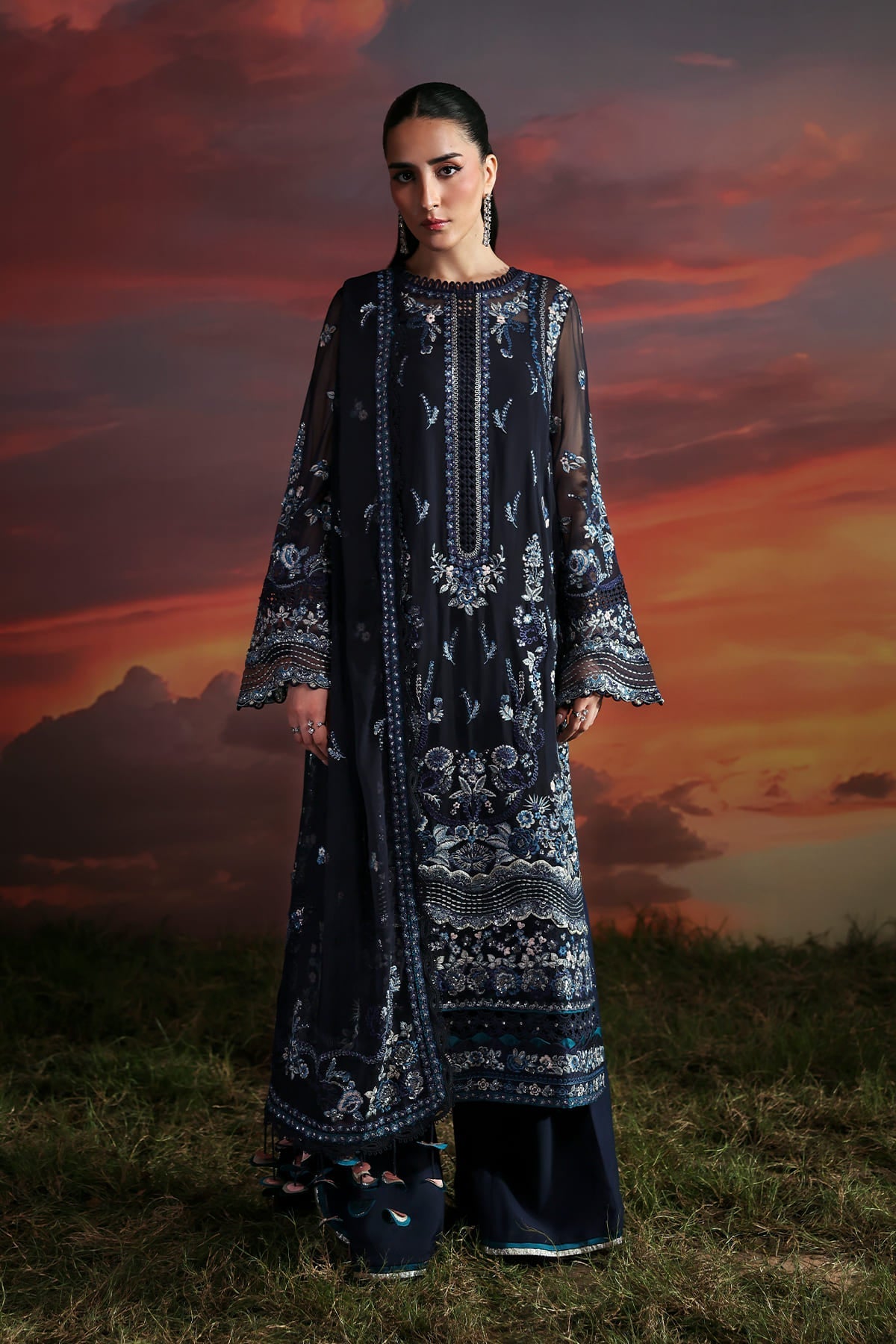 Muse navy blue shirt and trousers, reference outfit photograph 1 — Made by Mairaz reproduction