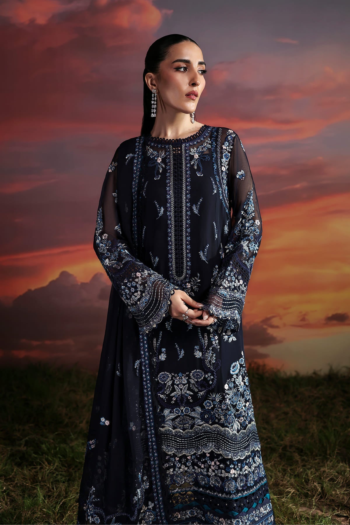 Muse navy blue shirt and trousers, reference outfit photograph 3 — Made by Mairaz reproduction