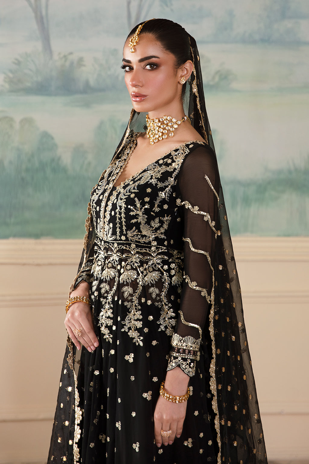 Nafeesa black kalidaar, reference outfit photograph 4 — Made by Mairaz reproduction