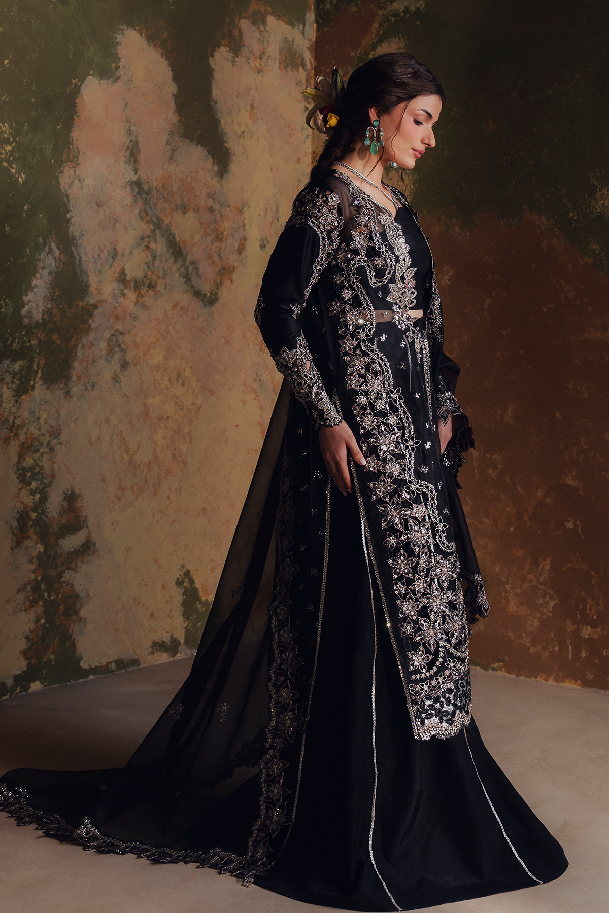 Nayab black long shirt and skirt, reference outfit photograph 4 — Made by Mairaz reproduction